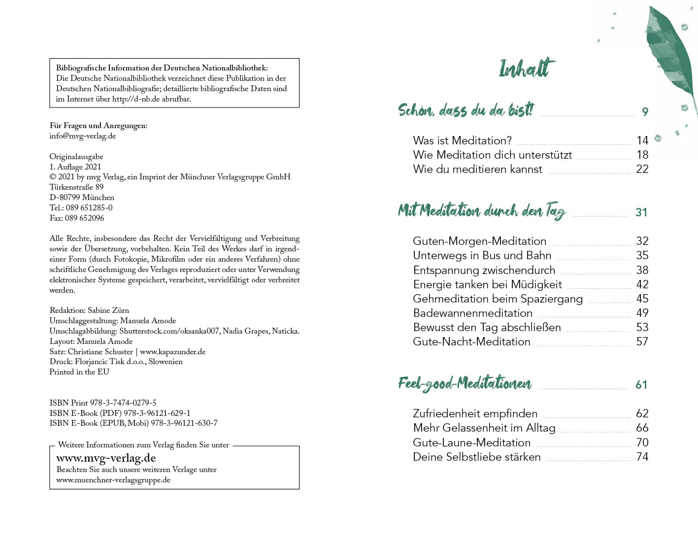 Innenansicht von 'Kleine Meditationen für jede Gelegenheit' - Taschenbuch