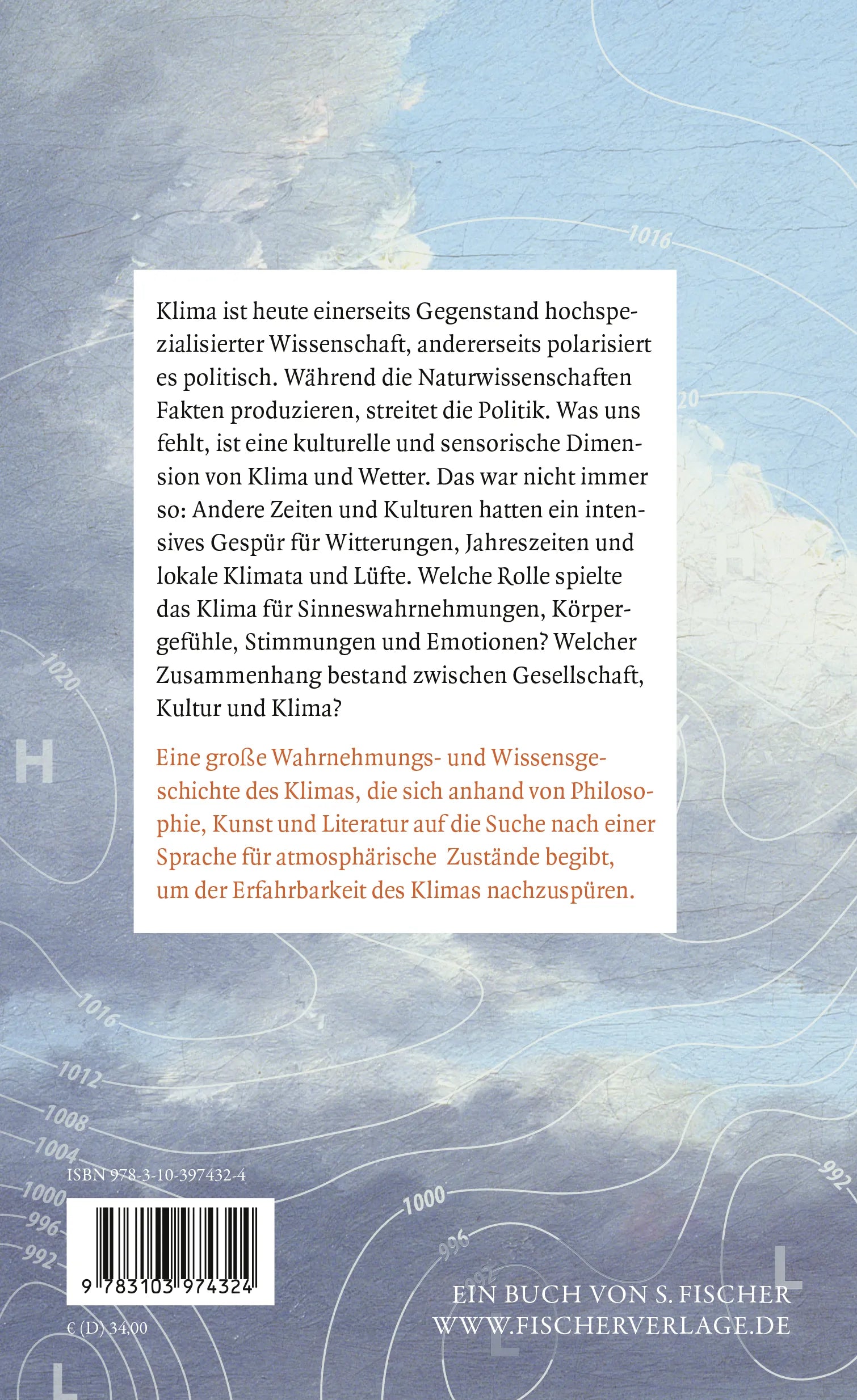 Buchrückseite von 'Klima' mit Klappentext - Gebundene Ausgabe