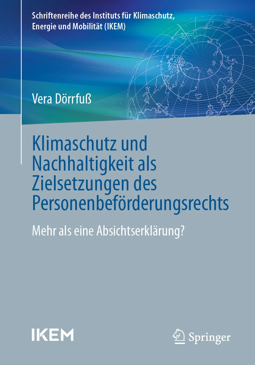 Cover: Klimaschutz und Nachhaltigkeit als Zielsetzungen des Personenbeförderungsrechts (E-Book) von Vera Dörrfuß