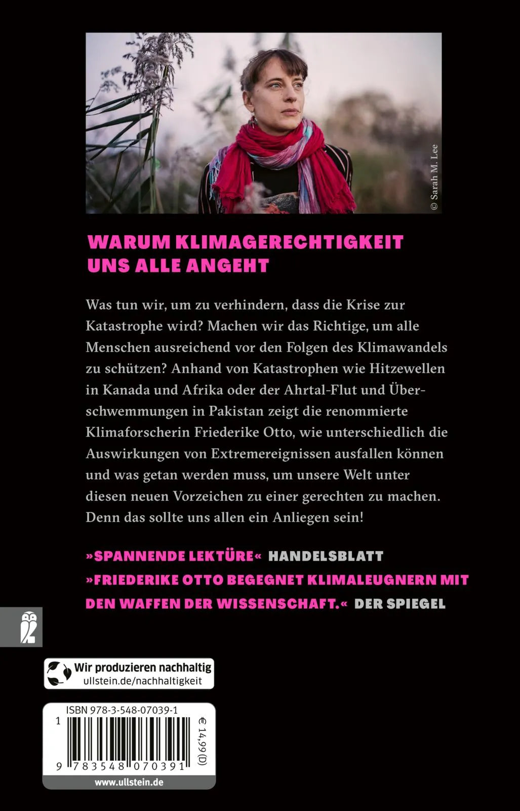 Buchrückseite von 'Klimaungerechtigkeit' mit Klappentext - Taschenbuch