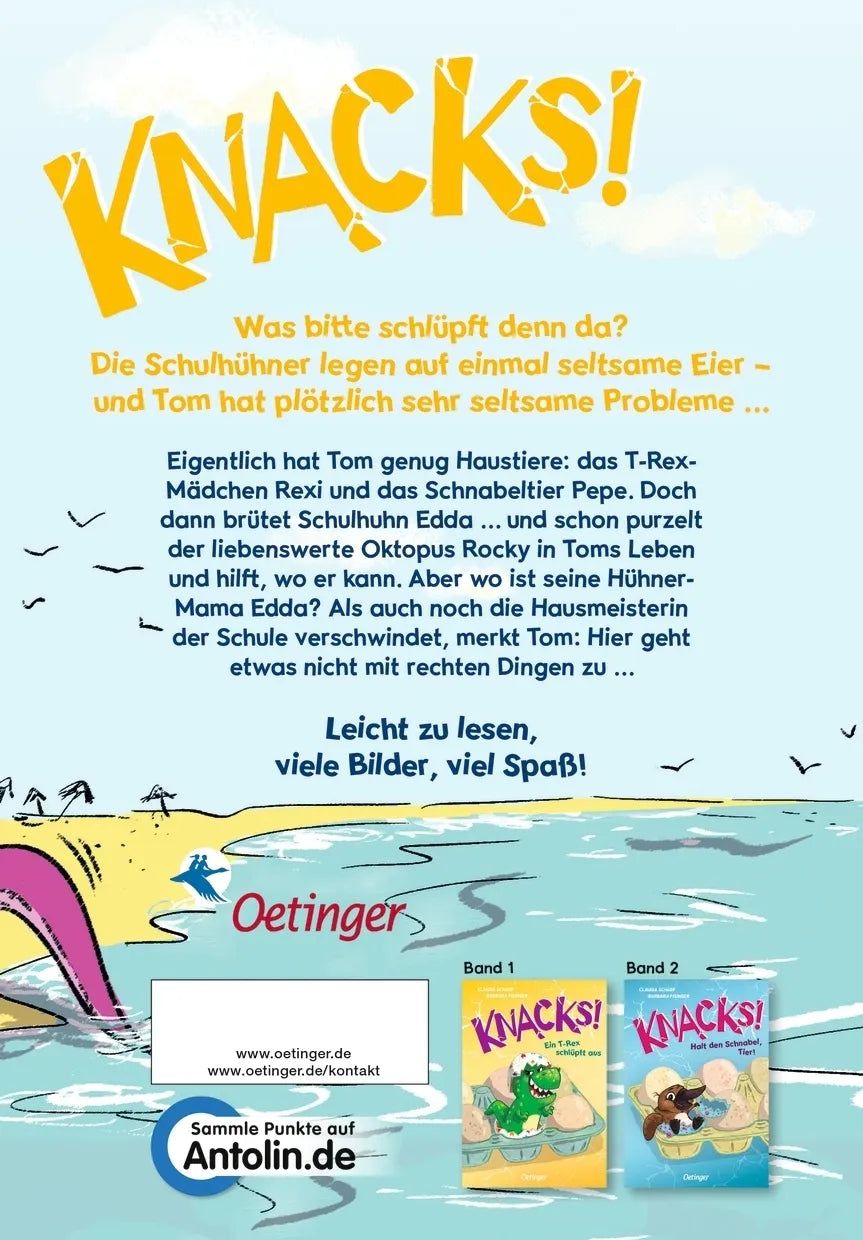 Buchrückseite von 'Knacks! 3 Oktopus rockt!' mit Klappentext - Gebundene Ausgabe