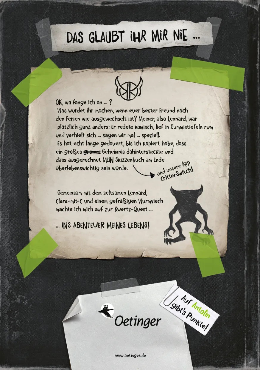Buchrückseite von 'KoboldKroniken 1. Sie sind unter uns!' mit Klappentext - Gebundene Ausgabe