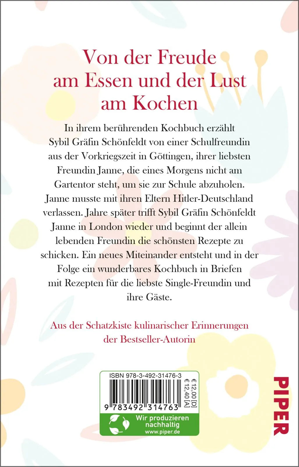 Buchrückseite von 'Kochbuch für meine liebste Freundin' mit Klappentext - Taschenbuch