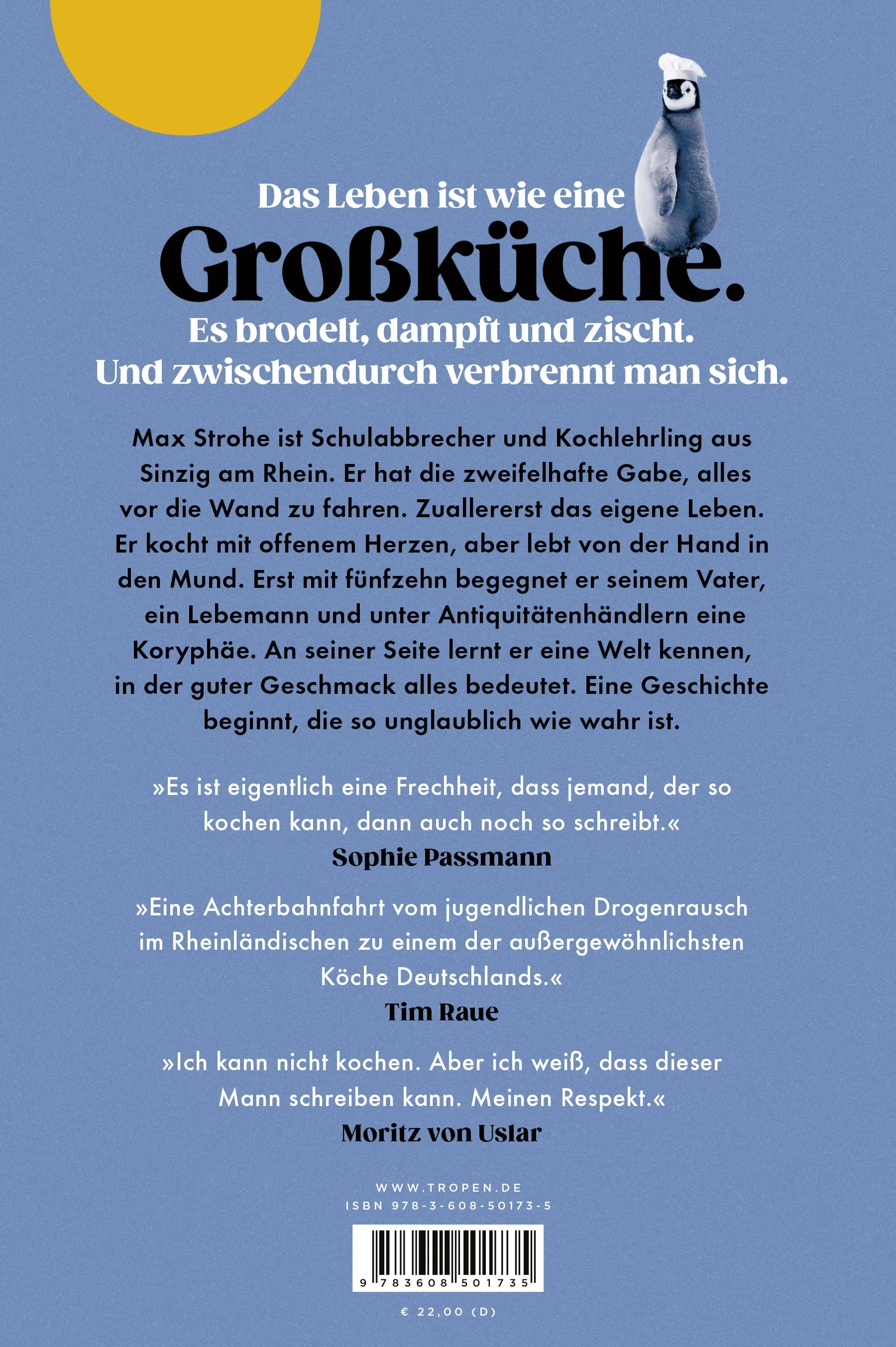 Buchrückseite von 'Kochen am offenen Herzen' mit Klappentext - Gebundene Ausgabe