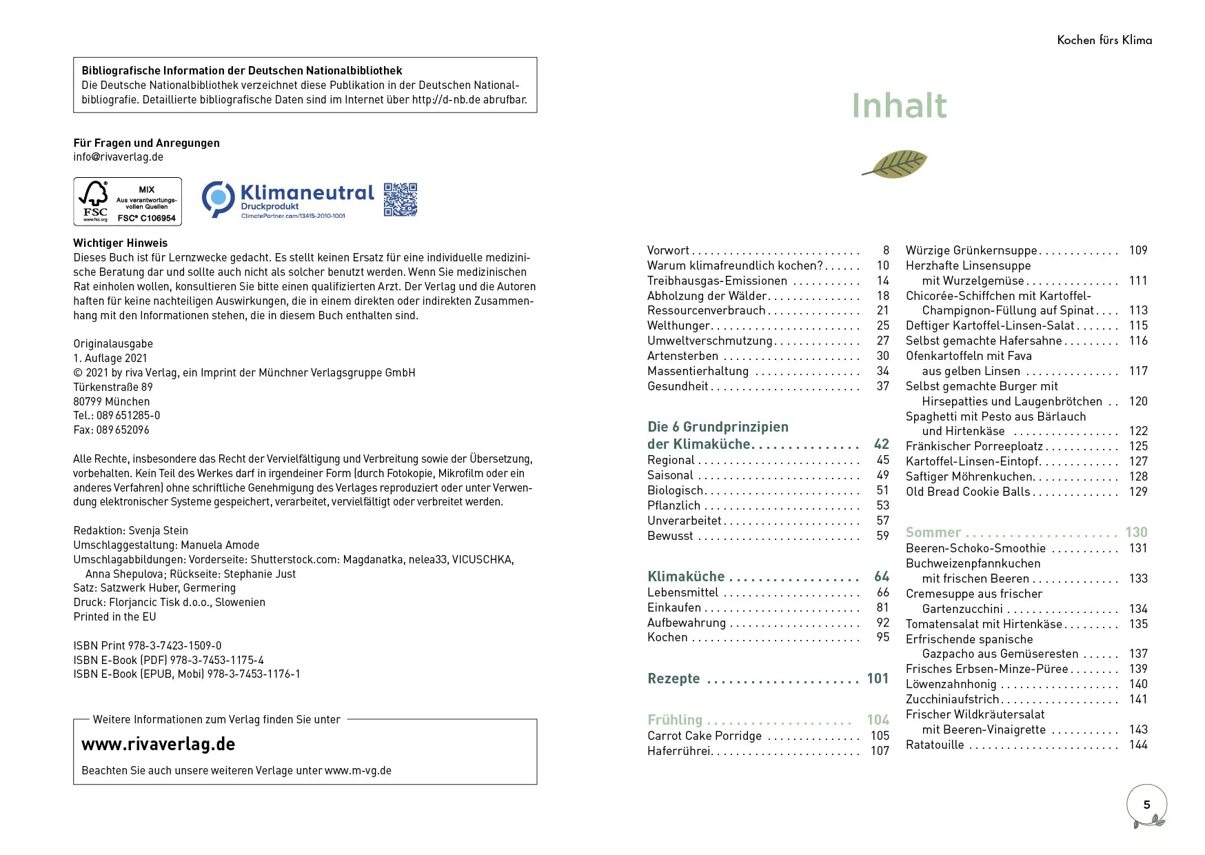 Innenansicht von 'Kochen fürs Klima' - Taschenbuch