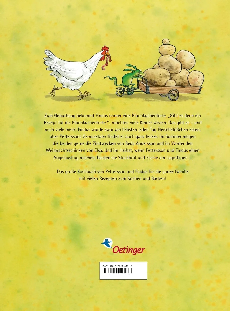 Buchrückseite von 'Kochen mit Pettersson und Findus' mit Klappentext - Gebundene Ausgabe
