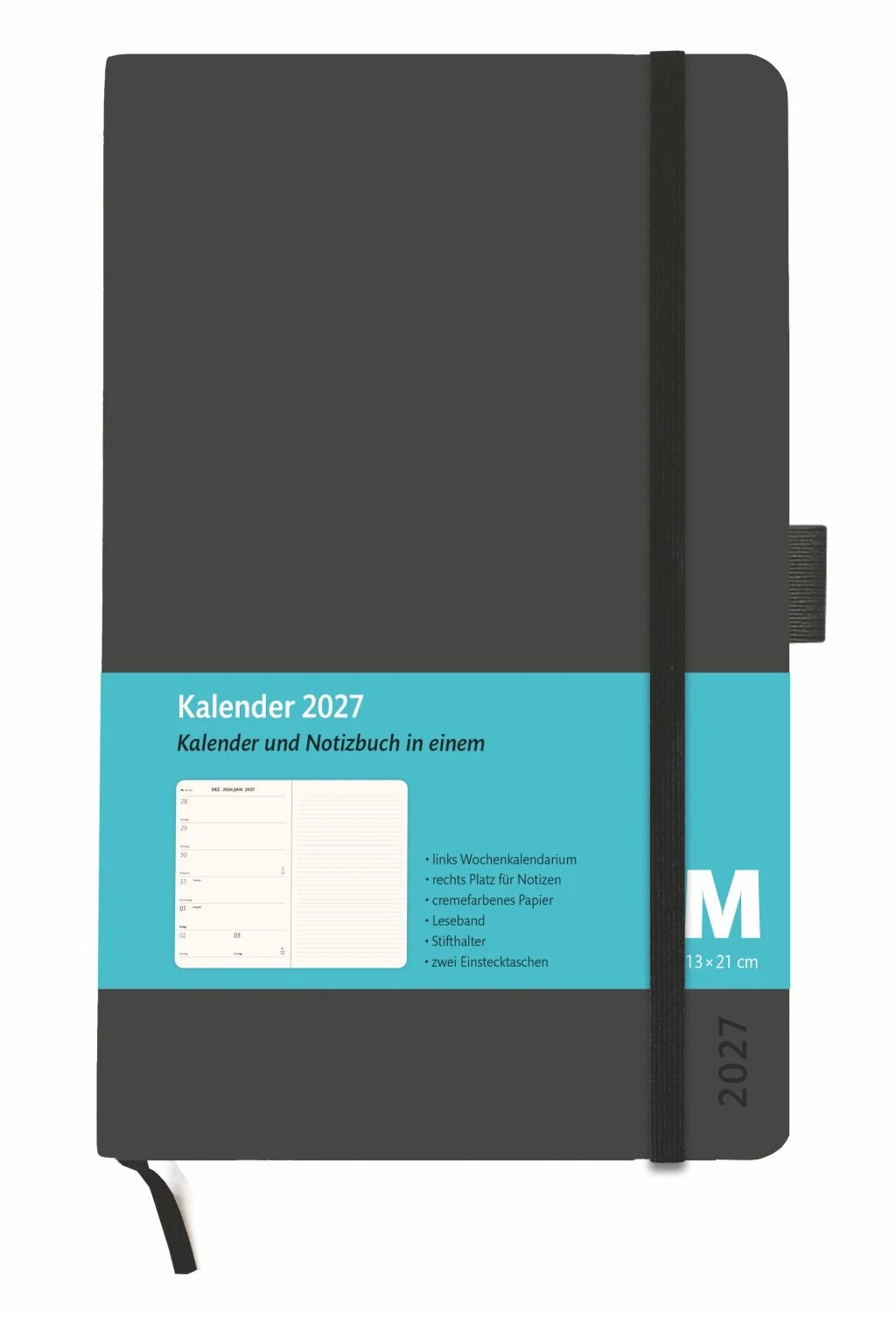 Taschenkalender: Kombitimer schwarz mittel 2027