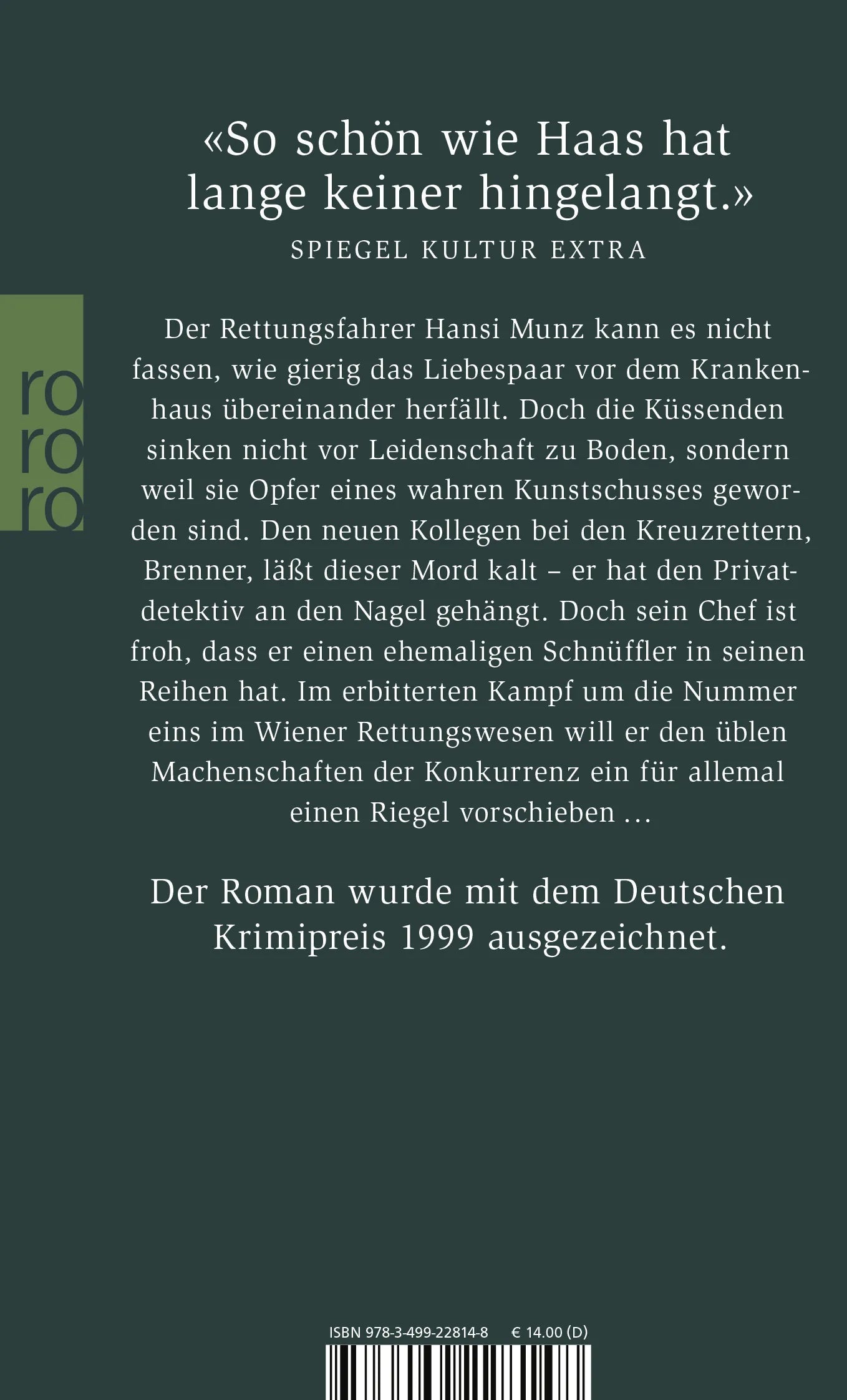 Buchrückseite von 'Komm, süßer Tod' mit Klappentext - Taschenbuch