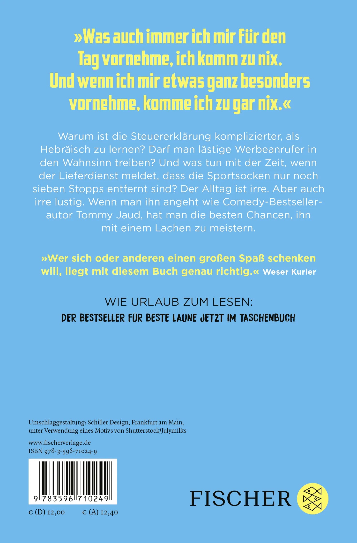 Buchrückseite von 'Komm zu nix – Nix erledigt und trotzdem fertig' mit Klappentext - Taschenbuch