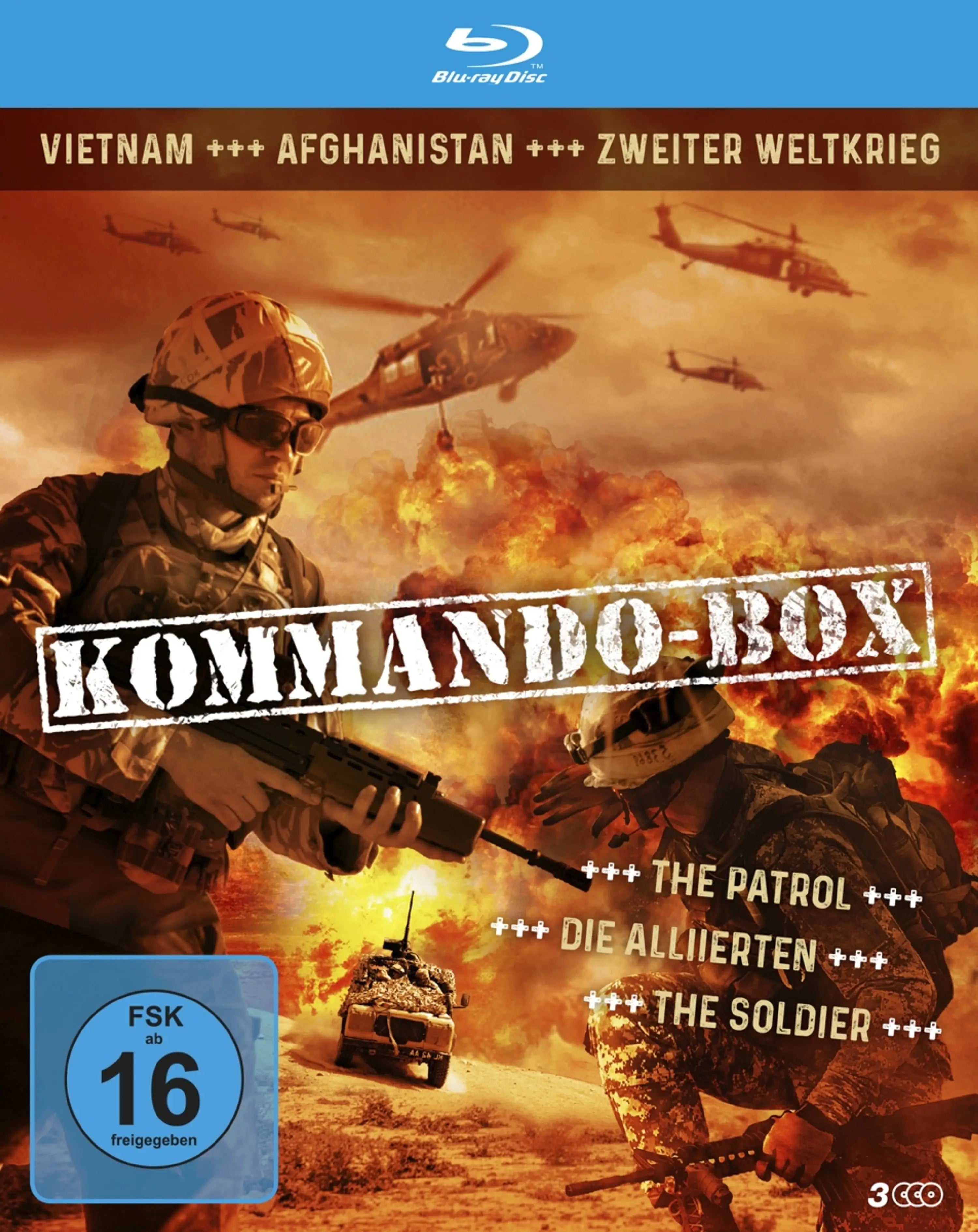 Kommando Box mit drei Kriegsfilmen im Metallschuber auf Blu-ray Cover