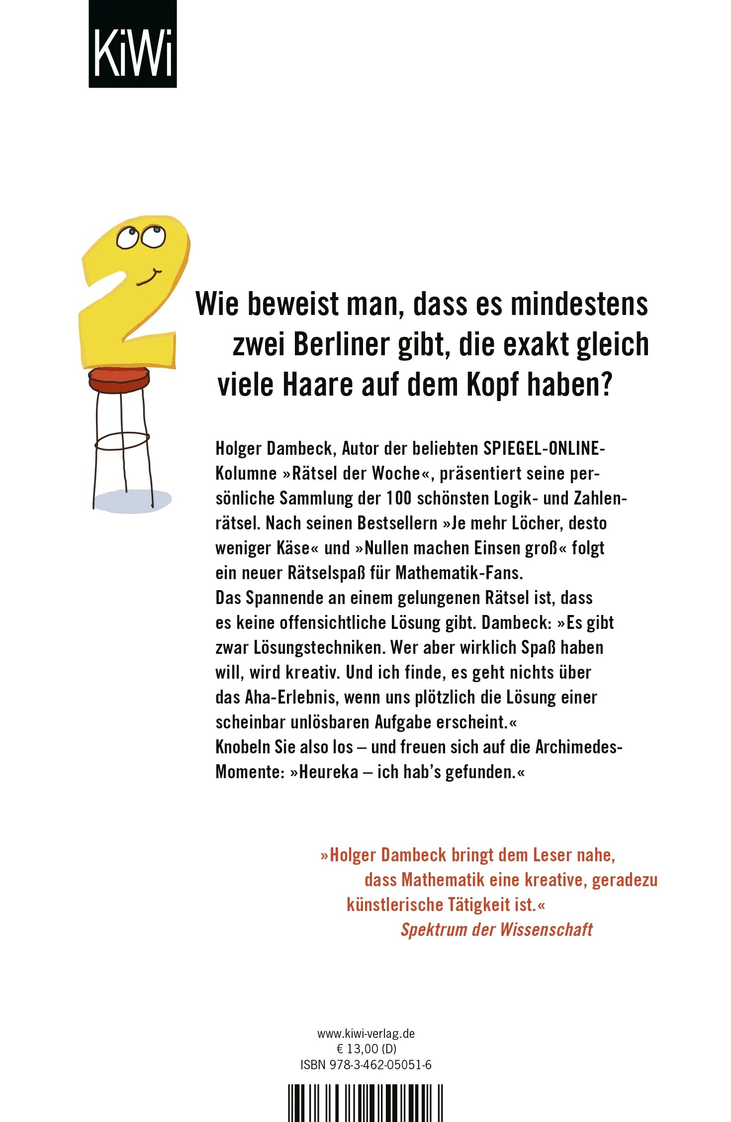 Buchrückseite von 'Kommen drei Logiker in eine Bar...' mit Klappentext - Taschenbuch