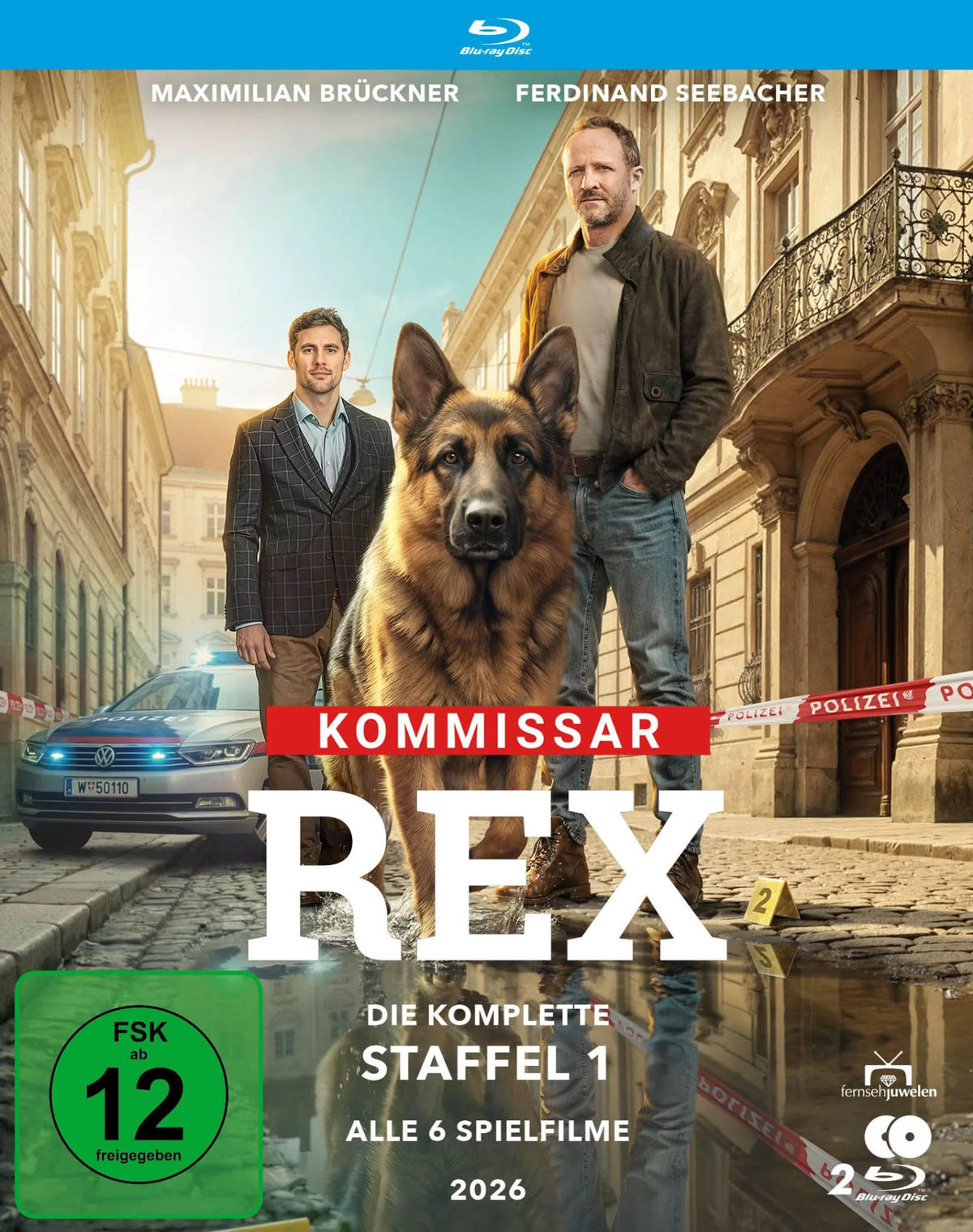 Blu-ray-Cover: Kommissar Rex (2026) - Die komplette 1. Staffel. Regie: Andreas Kopriva
