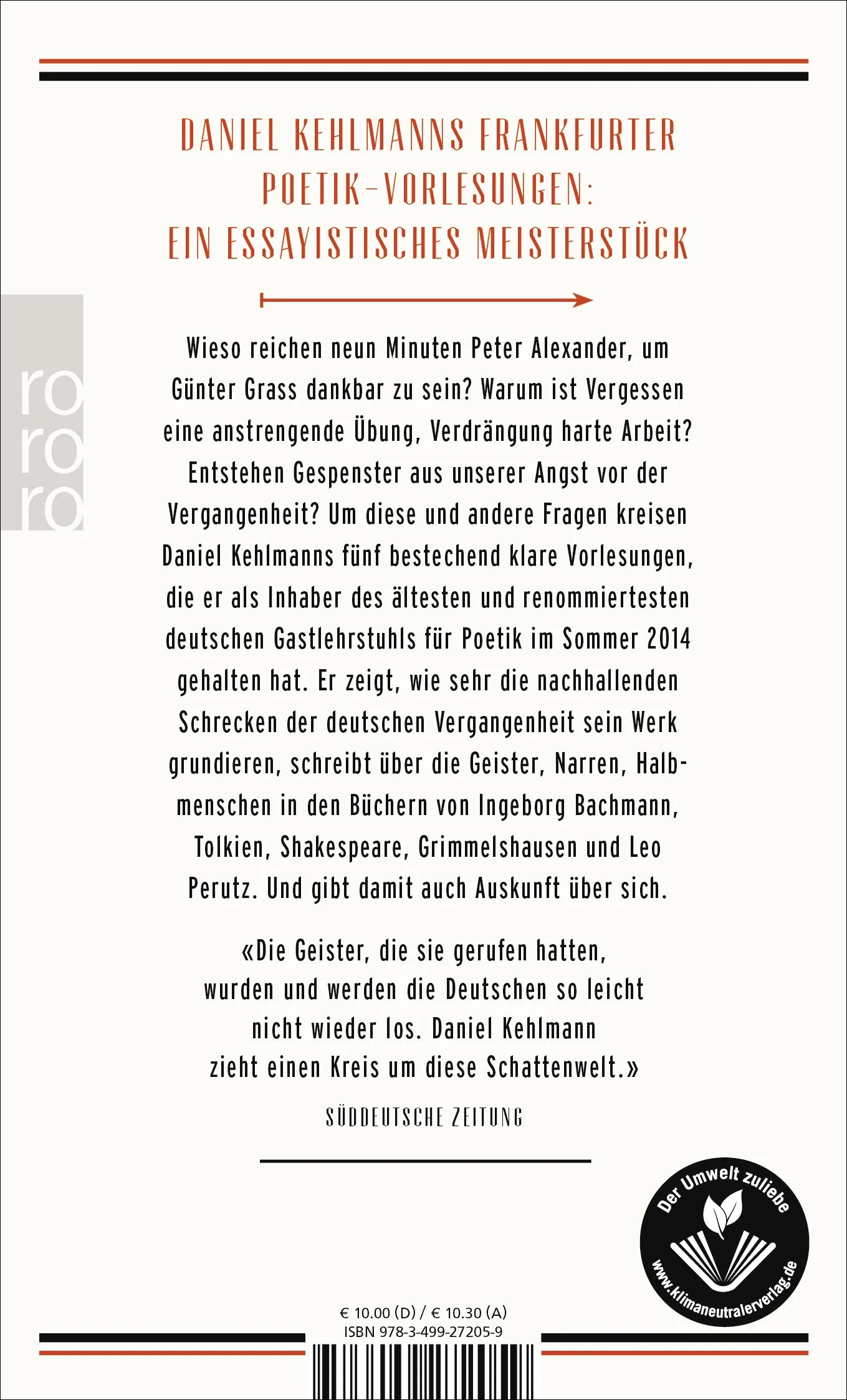 Buchrückseite von 'Kommt, Geister' mit Klappentext - Taschenbuch