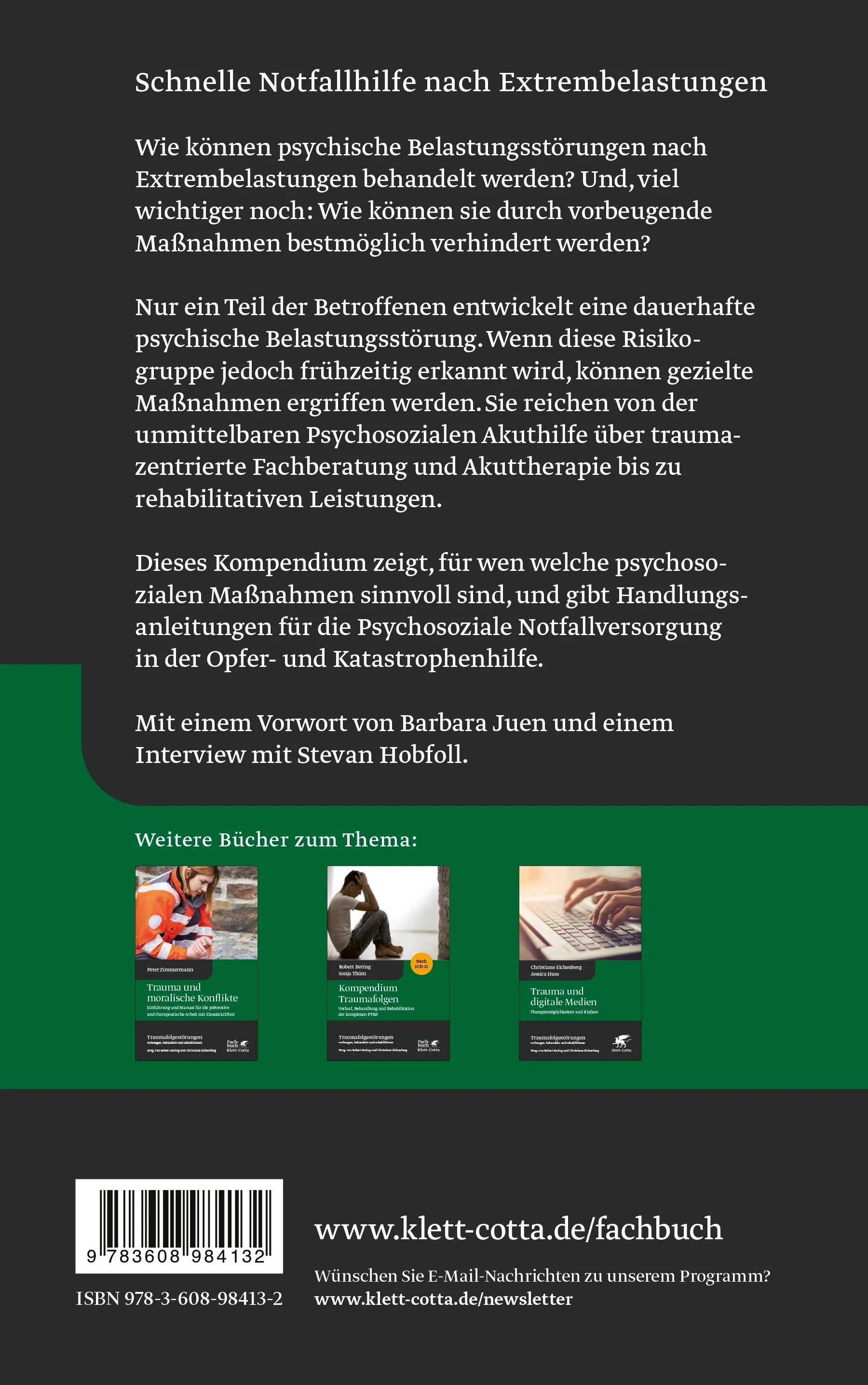Buchrückseite von 'Kompendium Trauma und Akutintervention' mit Klappentext - Gebundene Ausgabe