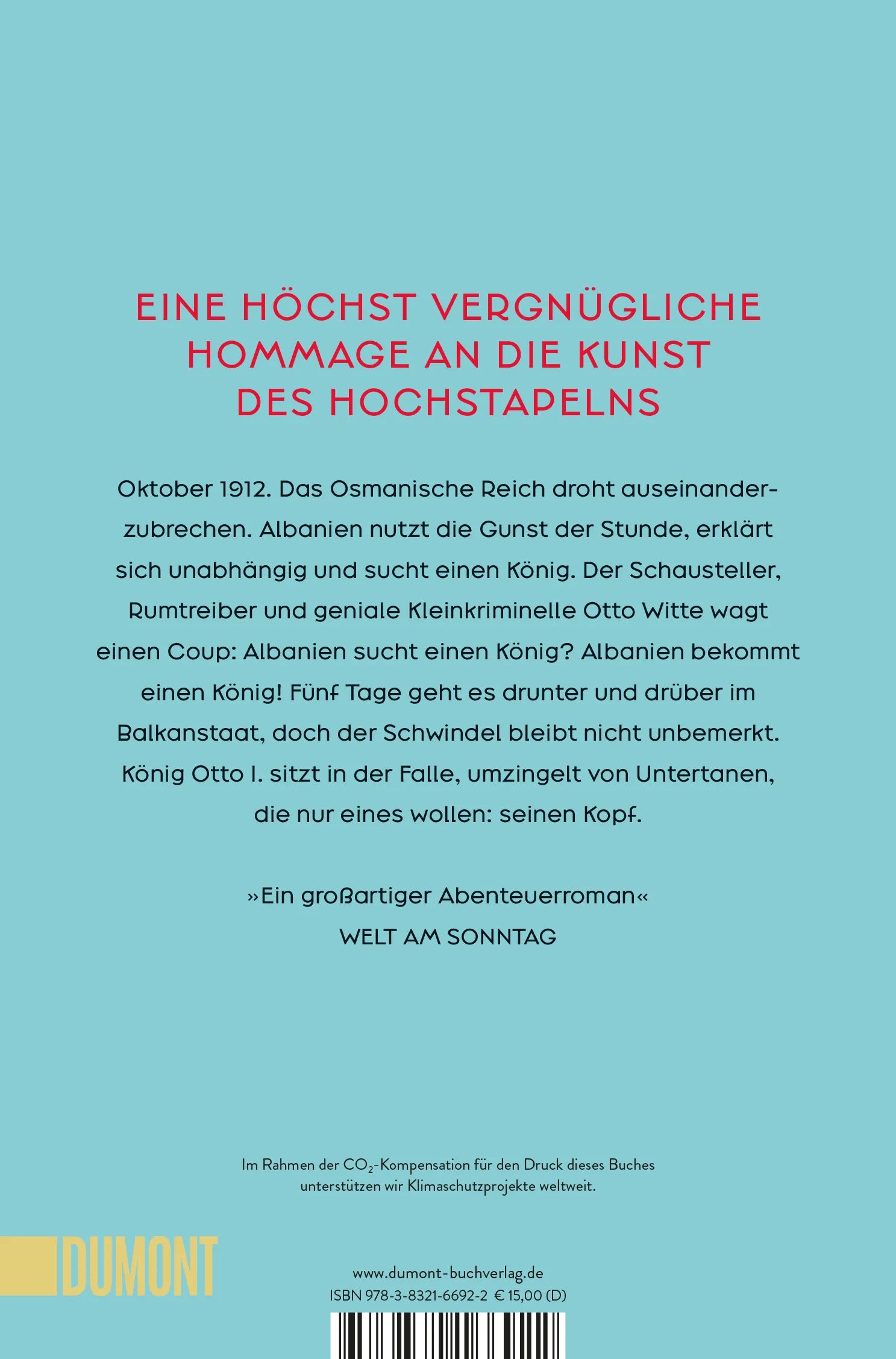 BuchrÃ¼ckseite von 'König von Albanien' mit Klappentext - Taschenbuch