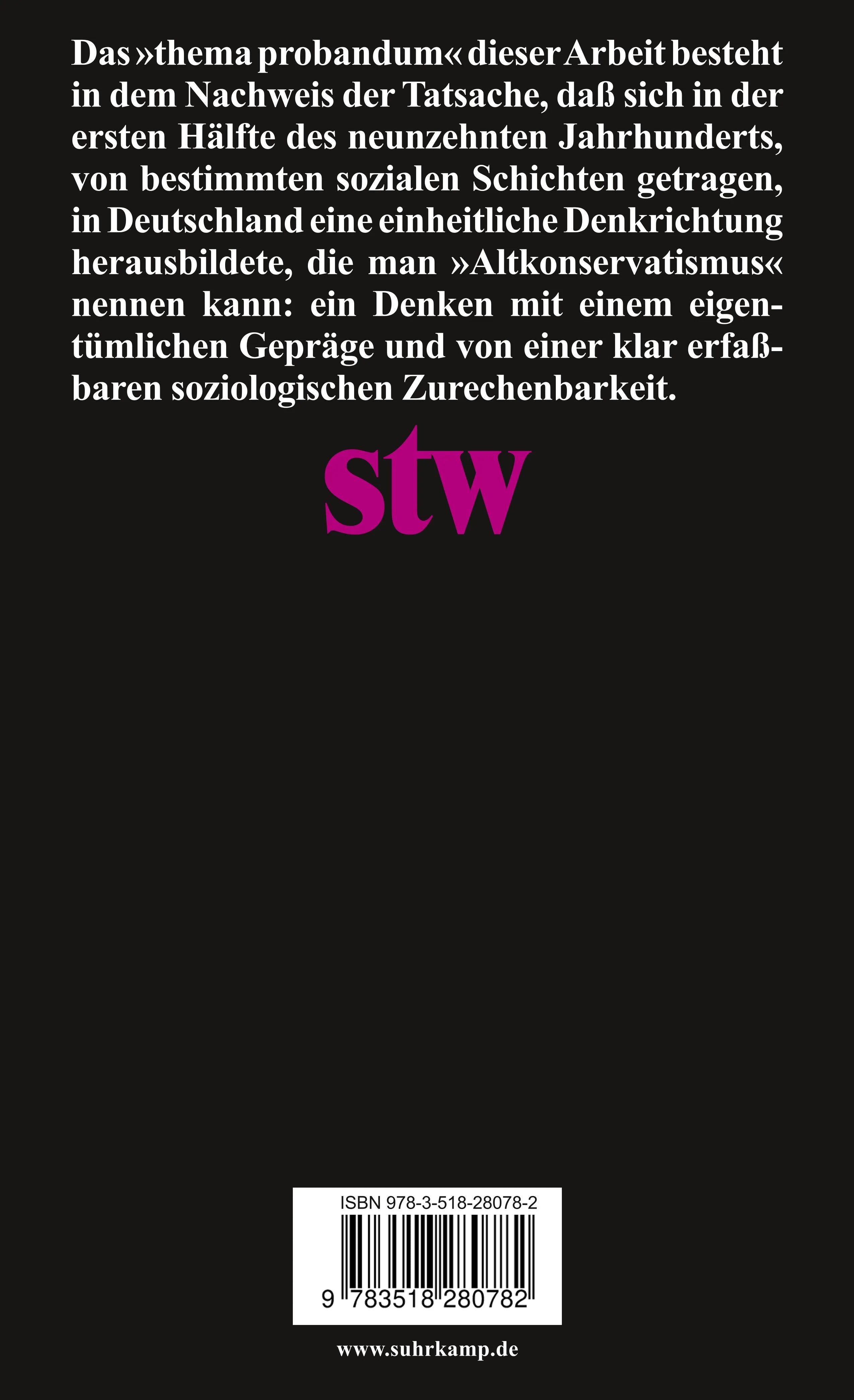 Buchrückseite von 'Konservatismus' mit Klappentext - Taschenbuch