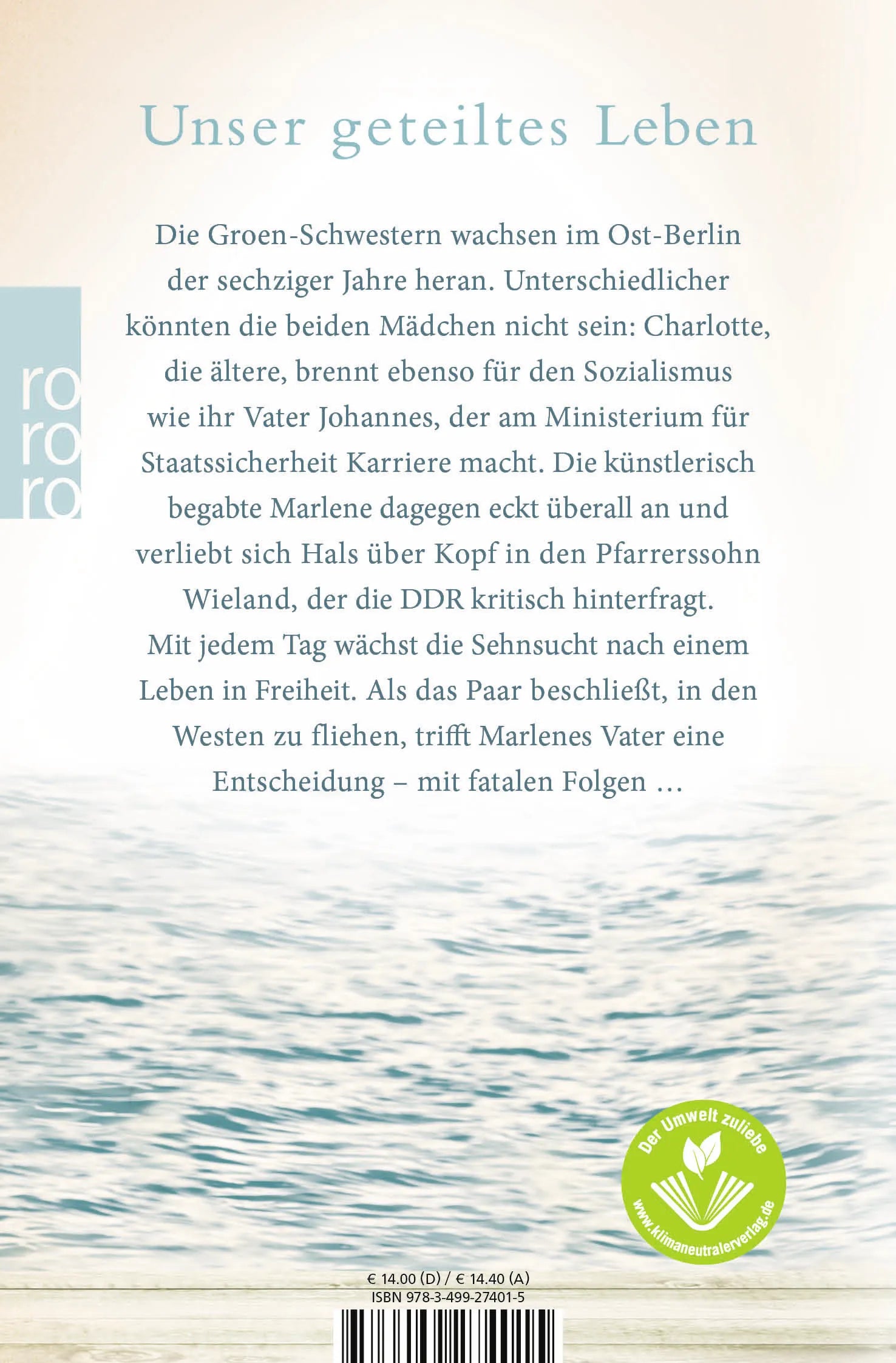 Buchrückseite von 'Kranichland' mit Klappentext - Taschenbuch