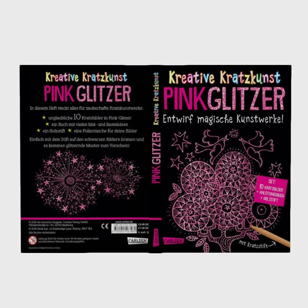 Anton Poitier - Kratzbilder für Kinder: Kreative Kratzkunst: Pink Glitzer: Set mit 10 Kratzbildern, Anleitungsbuch und Holzstift