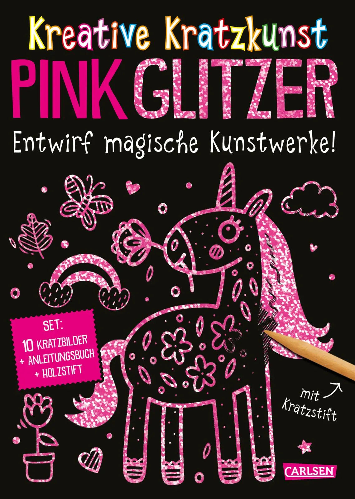 Buchcover von 'Kratzbilder für Kinder: Kreative Kratzkunst: Pink Glitzer' - Taschenbuch von Anton Poitier