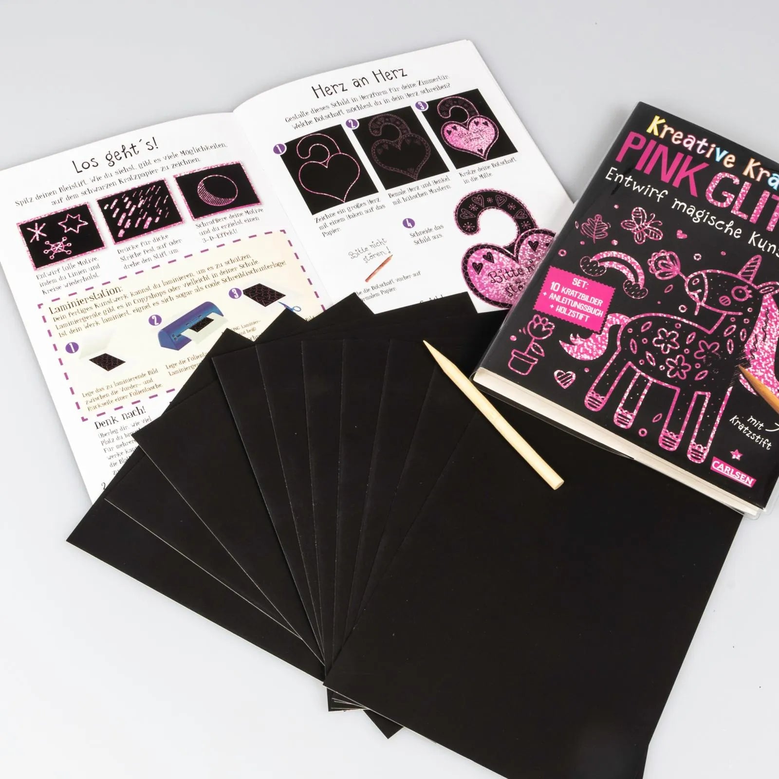 Produktansicht: Kratzbilder für Kinder: Kreative Kratzkunst: Pink Glitzer (Taschenbuch)