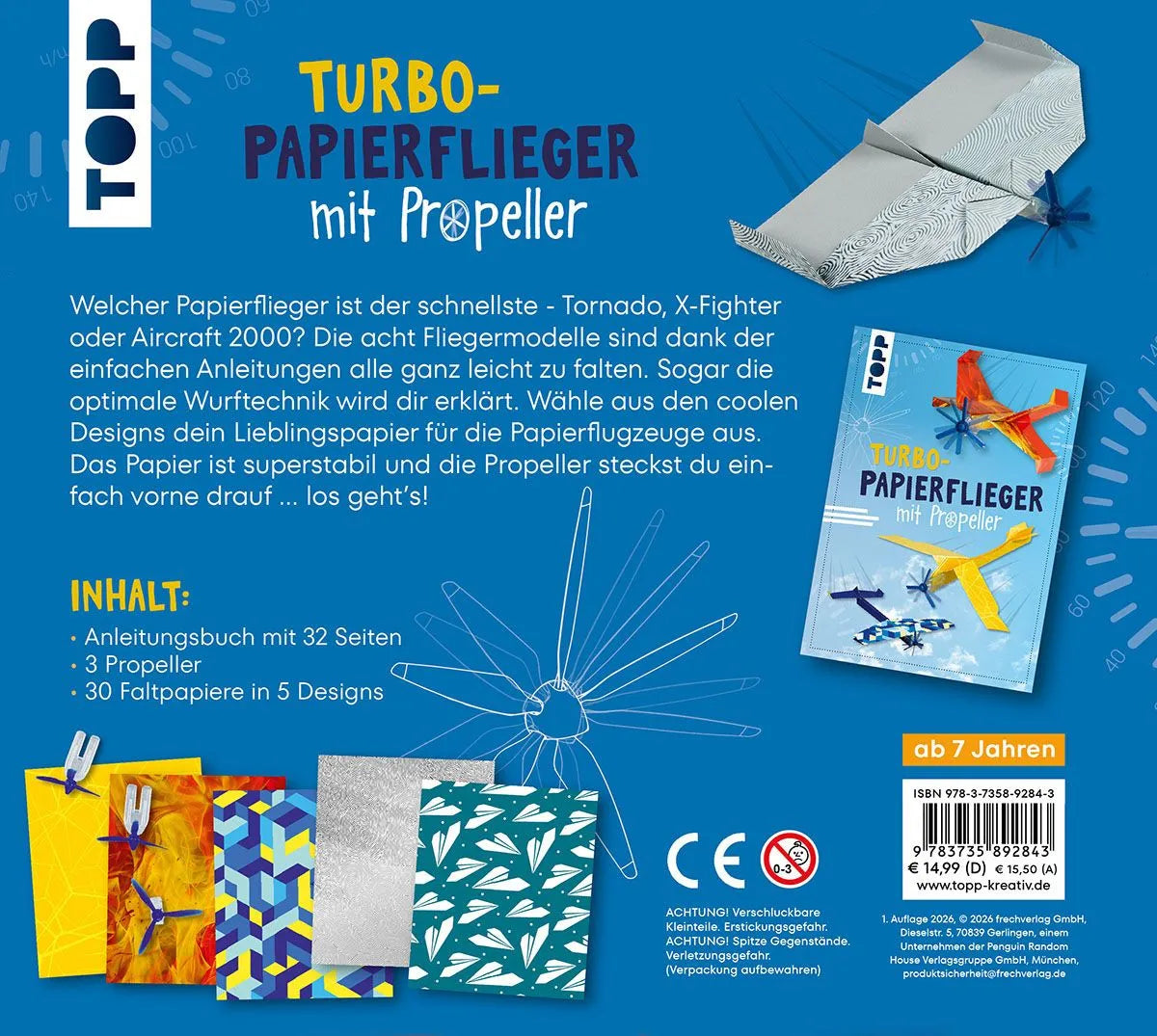 Detailansicht: Kreativ-Set Turbo-Papierflieger mit Propeller (Taschenbuch)