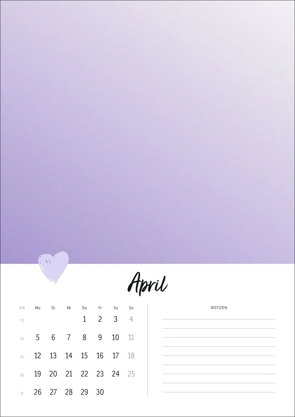 Kreativkalender Mit Liebe gemacht A4 2027 – Ansicht