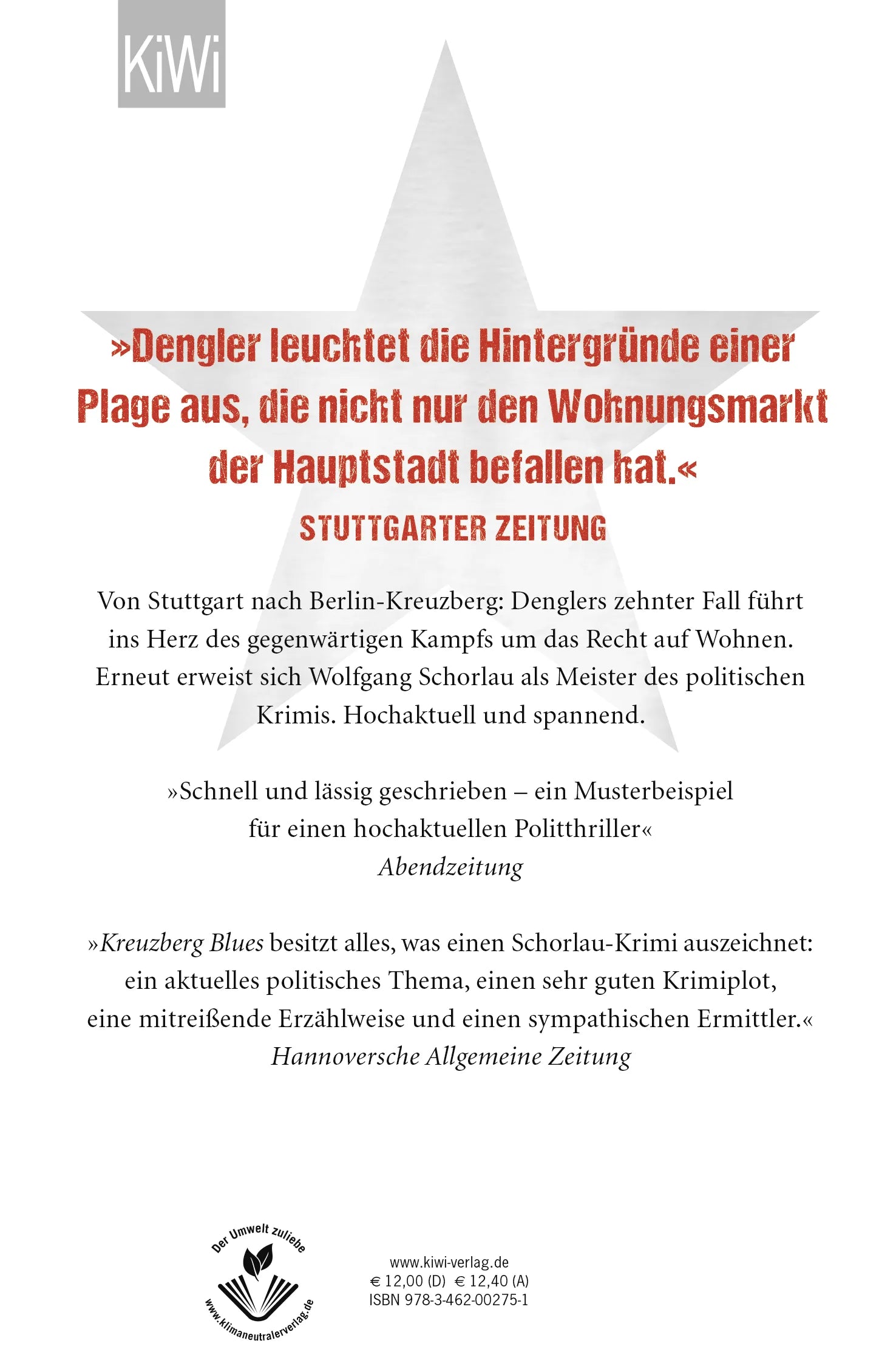 Buchrückseite von 'Kreuzberg Blues' mit Klappentext - Taschenbuch