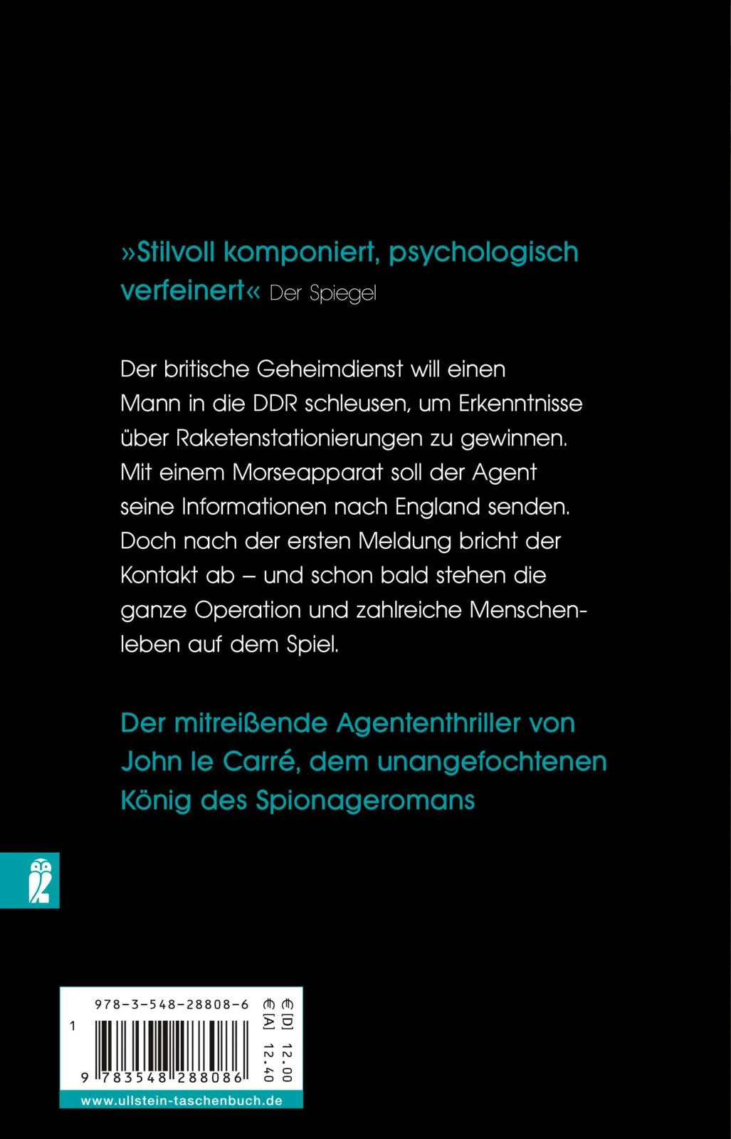Buchrückseite von 'Krieg im Spiegel' mit Klappentext - Taschenbuch