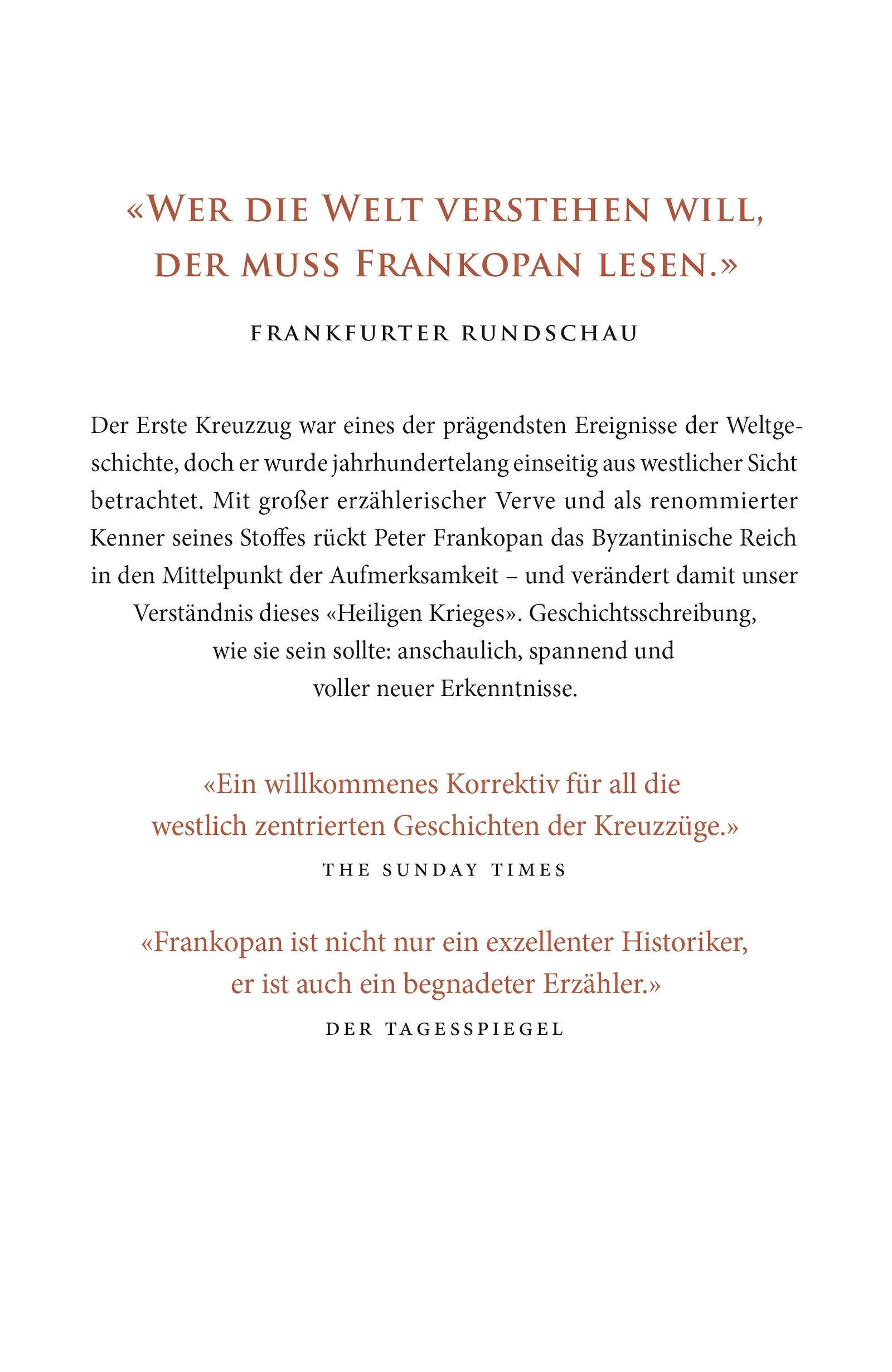 Buchrückseite von 'Kriegspilger' mit Klappentext - Gebundene Ausgabe