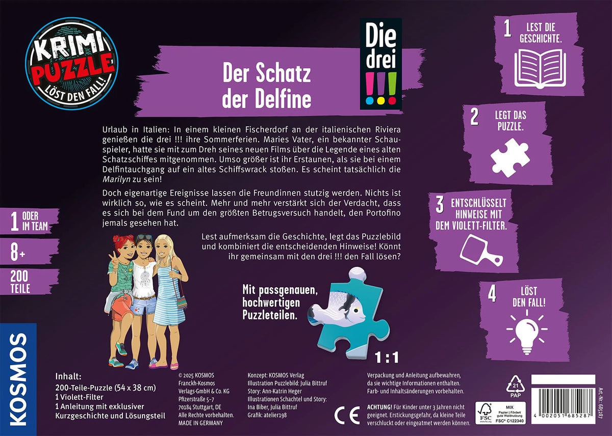 Krimipuzzle Die drei !!! Der Schatz der Delfine – Ansicht