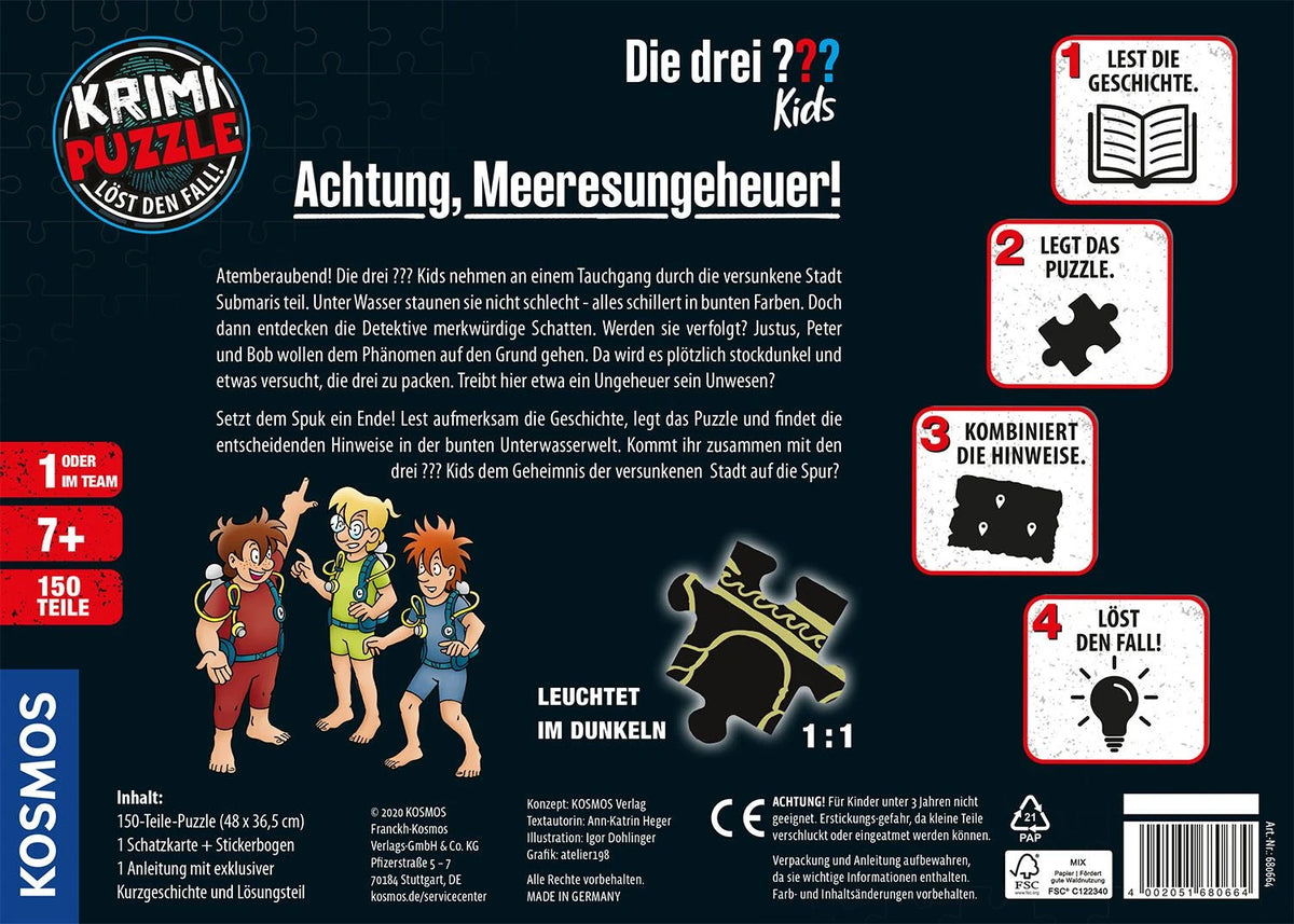 Krimipuzzle Die drei ??? Kids Achtung, Meeresungeheuer! – Ansicht