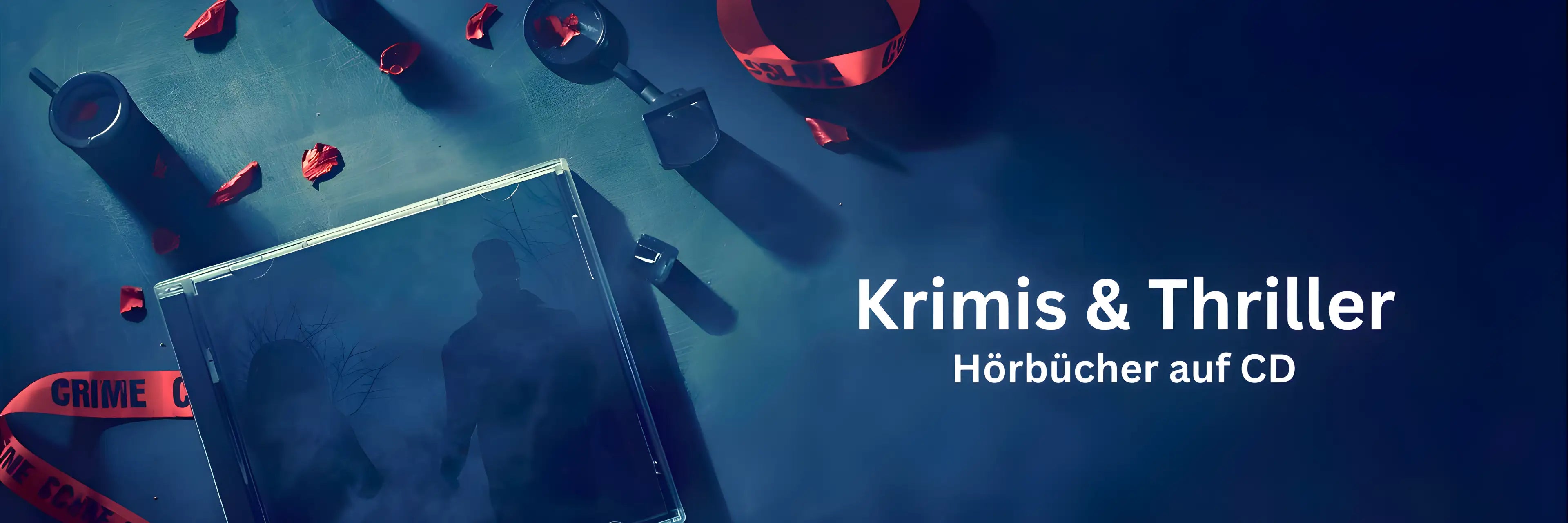 Krimis und Thriller Hörbücher auf CD Kollektion Banner für Desktop Ansicht.