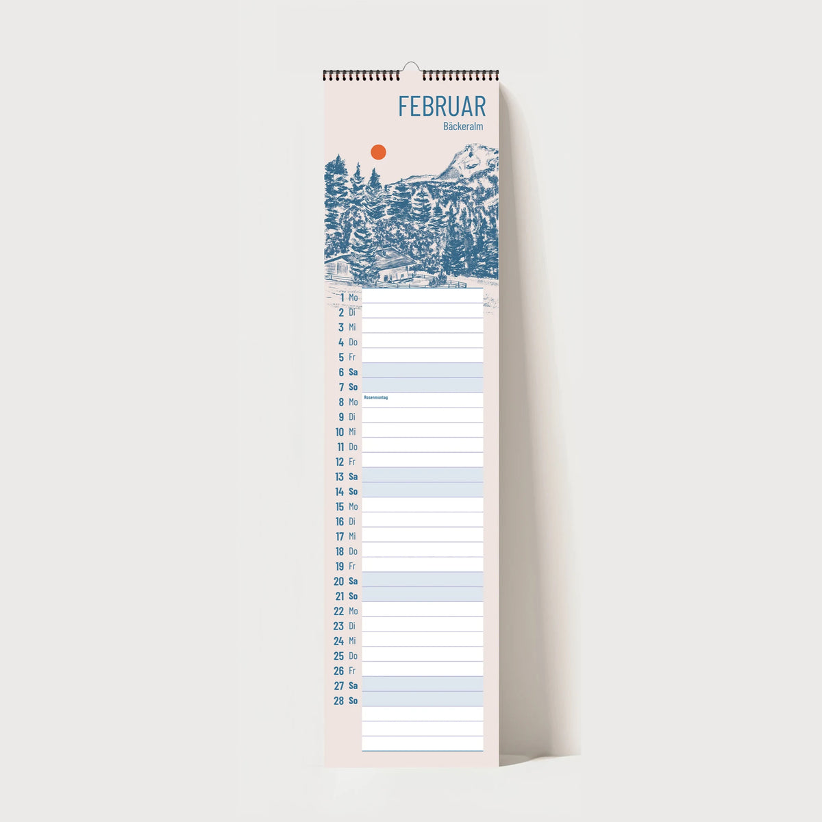 Küchenkalender 2027 – Chiemgauer Almen | Handgezeichneter Wandkalender mit 12 Almen | Illustrativer Monatskalender – Ansicht