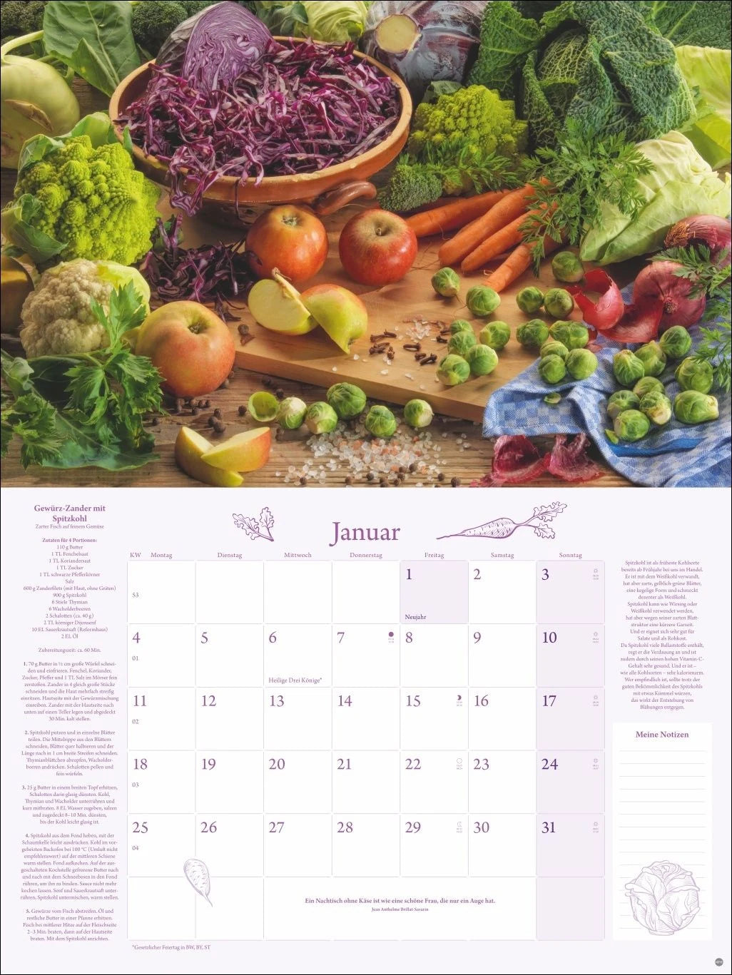 Küchenkalender Broschur XL 2027 – Ansicht