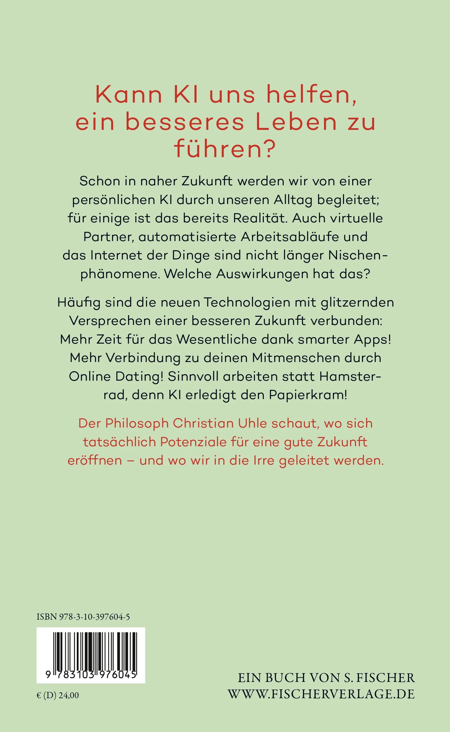 Buchrückseite von 'Künstliche Intelligenz und echtes Leben' mit Klappentext - Gebundene Ausgabe