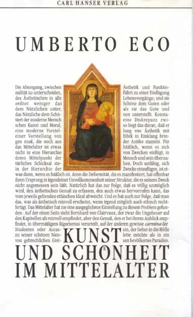 Buchcover von 'Kunst und Schönheit im Mittelalter' - Gebundene Ausgabe von Umberto Eco
