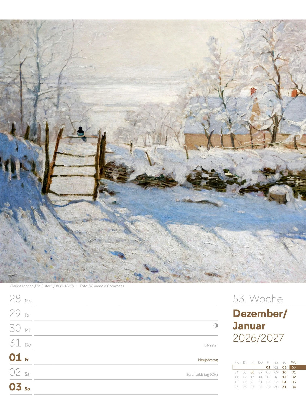 Kunstwelt Wochenplaner Kalender 2027 | Impressionismus und Klassische Moderne – Ansicht