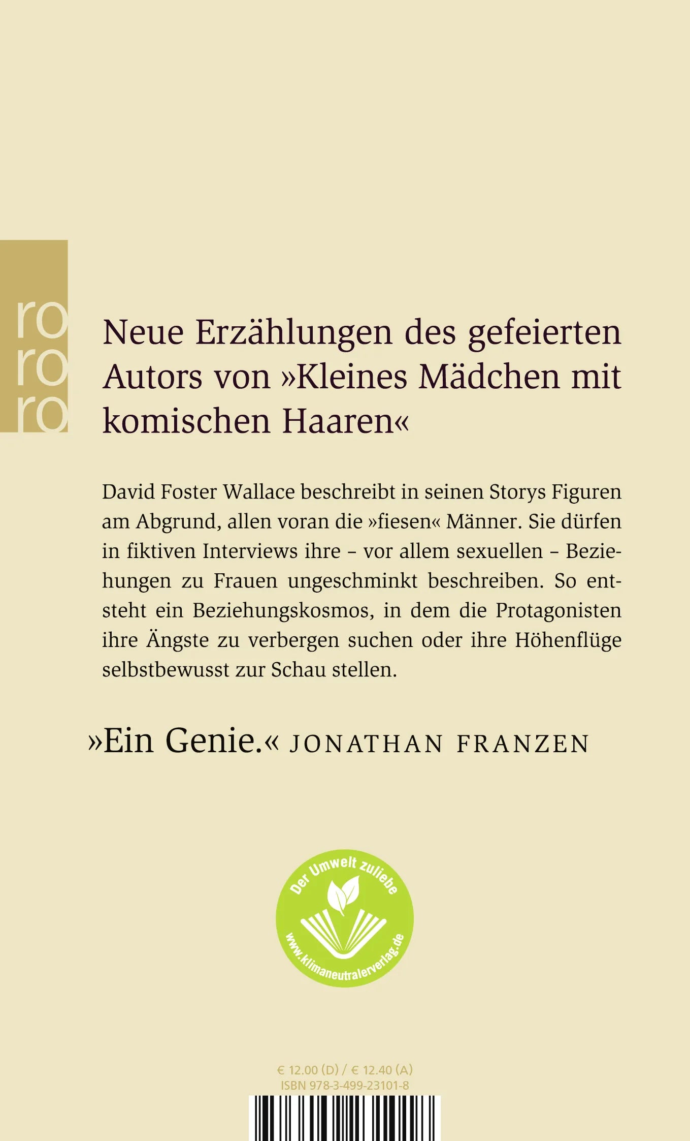 Buchrückseite von 'Kurze Interviews mit fiesen Männern' mit Klappentext - Taschenbuch