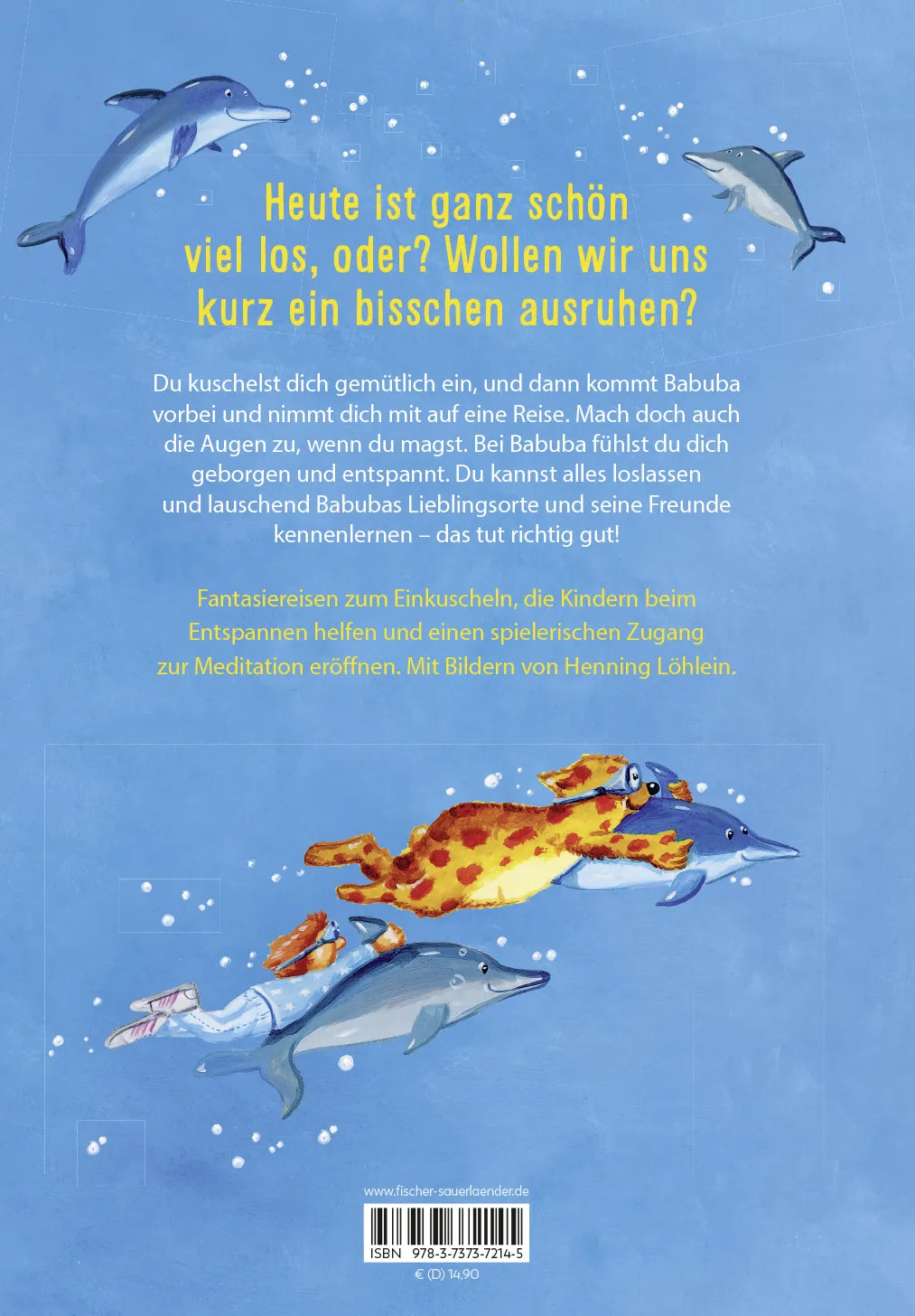 Buchrückseite von 'Kuschelzeit mit Babuba. Geschichten zum Ausruhen und Loslassen' mit Klappentext - Gebundene Ausgabe
