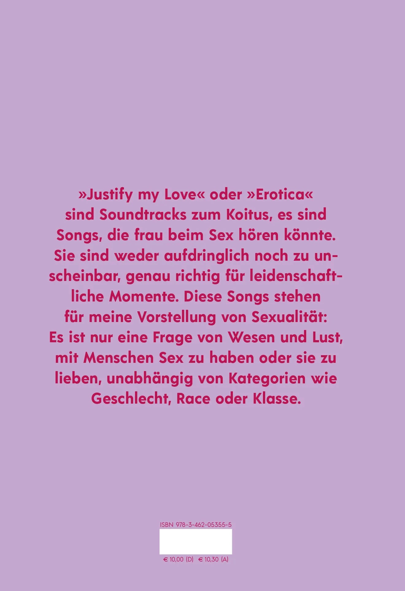 Buchrückseite von 'Lady Bitch Ray über Madonna' mit Klappentext - Gebundene Ausgabe