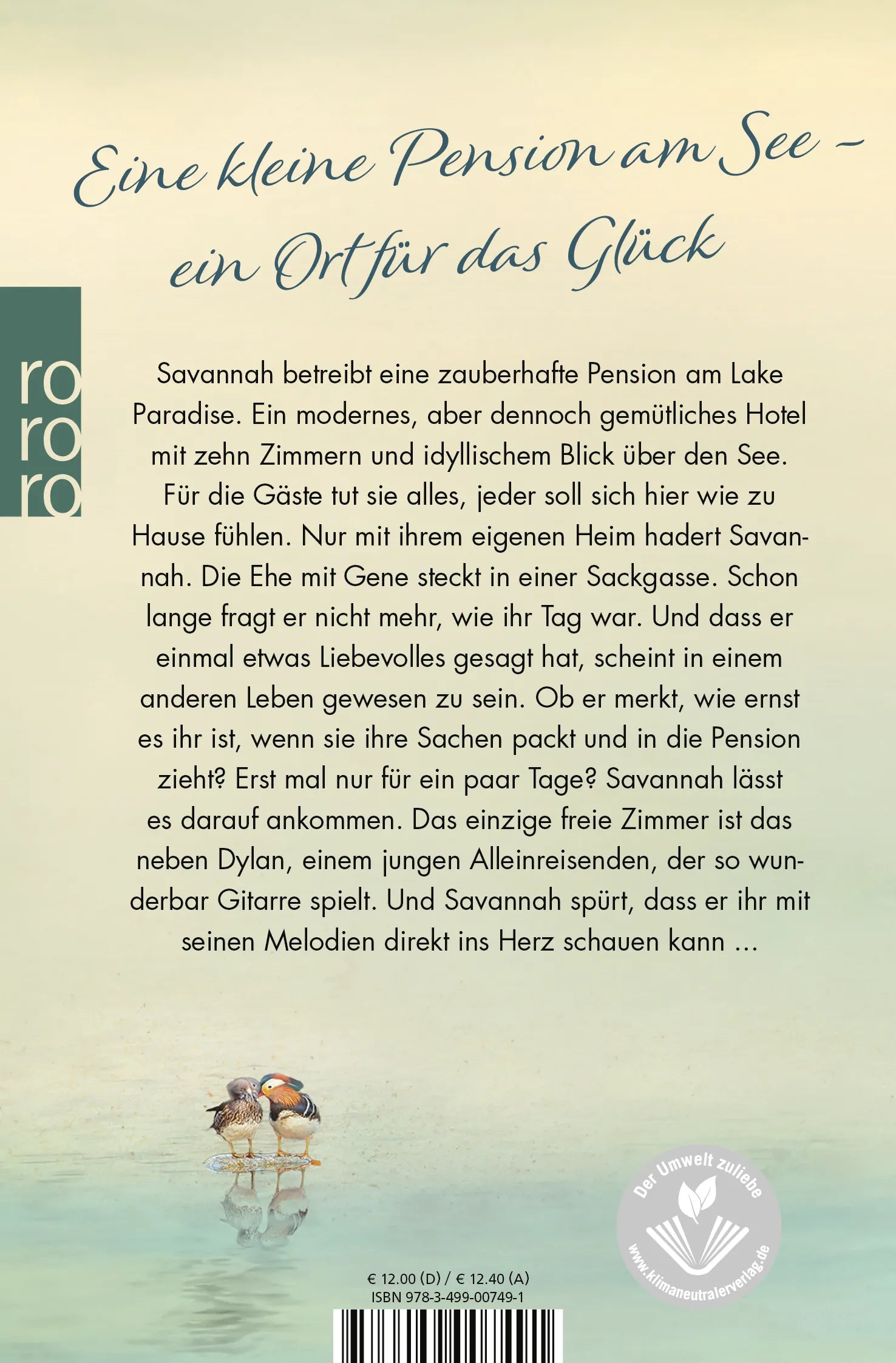Buchrückseite von 'Lake Paradise – Wo Herzen sich begegnen' mit Klappentext - Taschenbuch