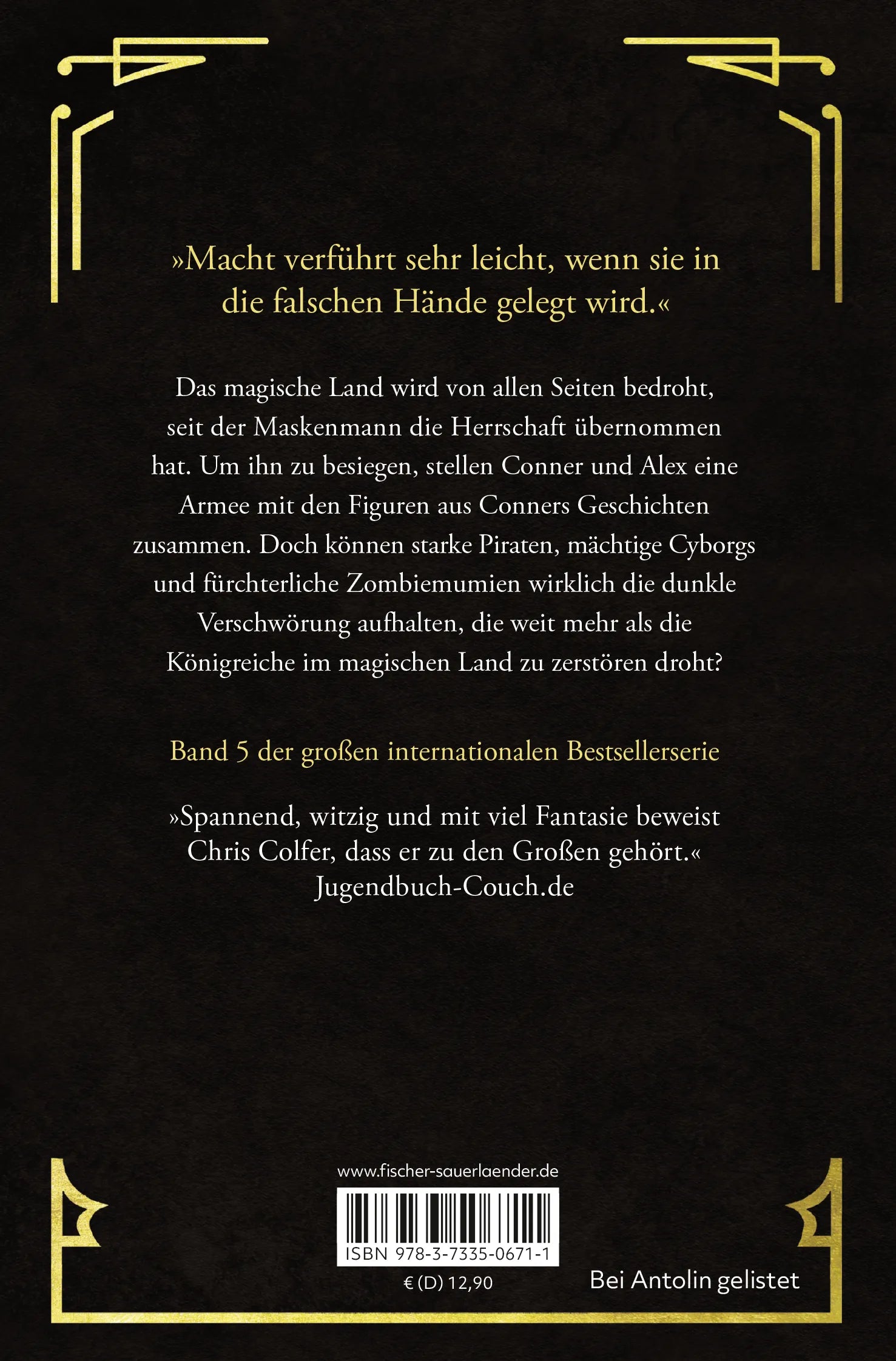 Buchrückseite von 'Land of Stories: Das magische Land – Die Macht der Geschichten' mit Klappentext - Taschenbuch