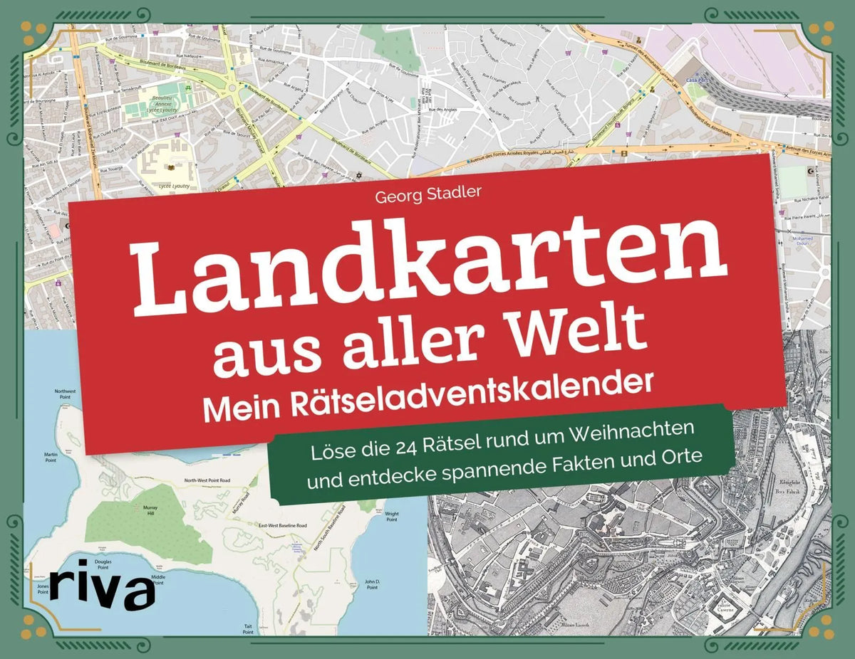 Cover: Landkarten aus aller Welt – Mein Rätseladventskalender (Hardcover) von Georg Stadler
