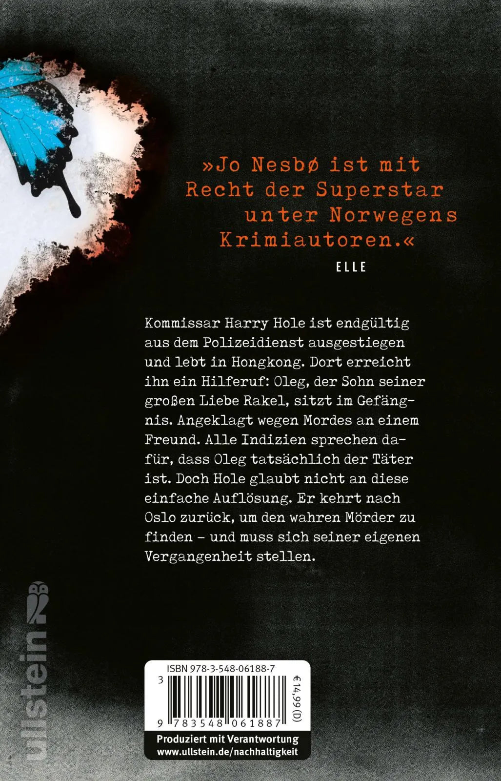 Buchrückseite von 'Larve' mit Klappentext - Taschenbuch
