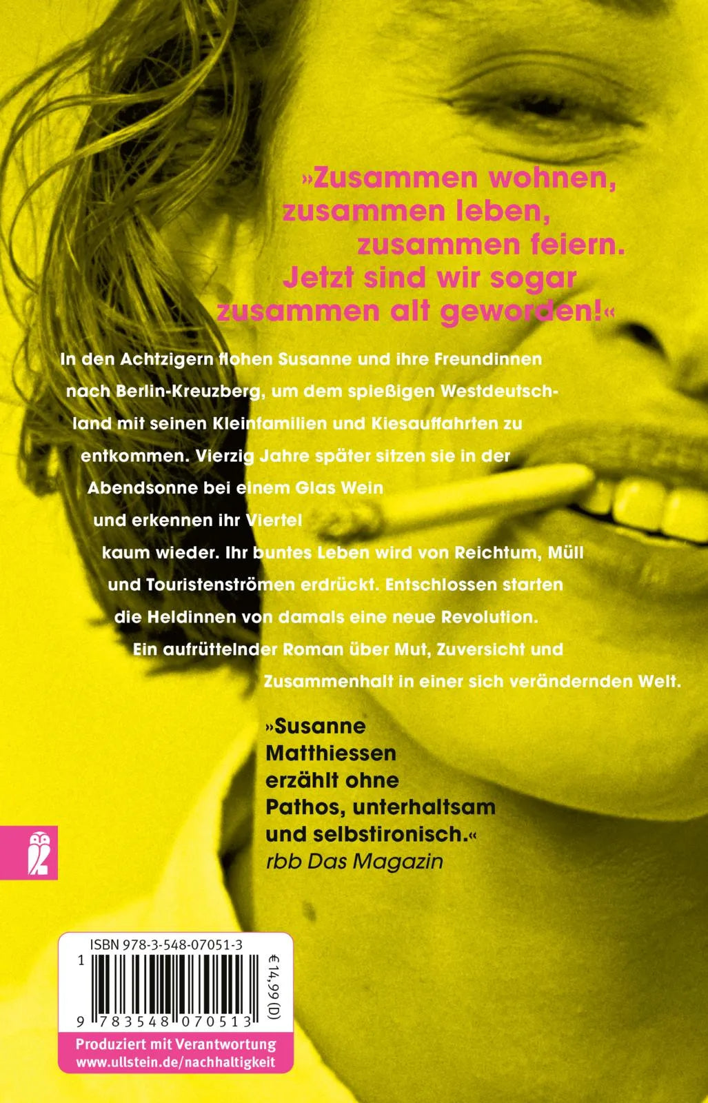 Buchrückseite von 'Lass uns noch mal los' mit Klappentext - Taschenbuch
