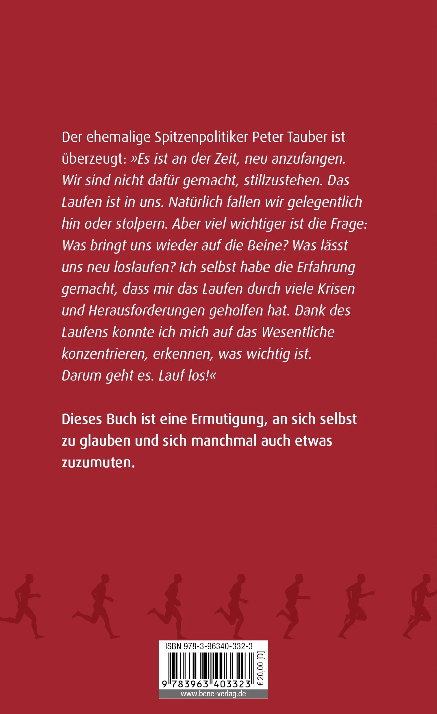 Buchrückseite von 'Lauf los' mit Klappentext - Gebundene Ausgabe