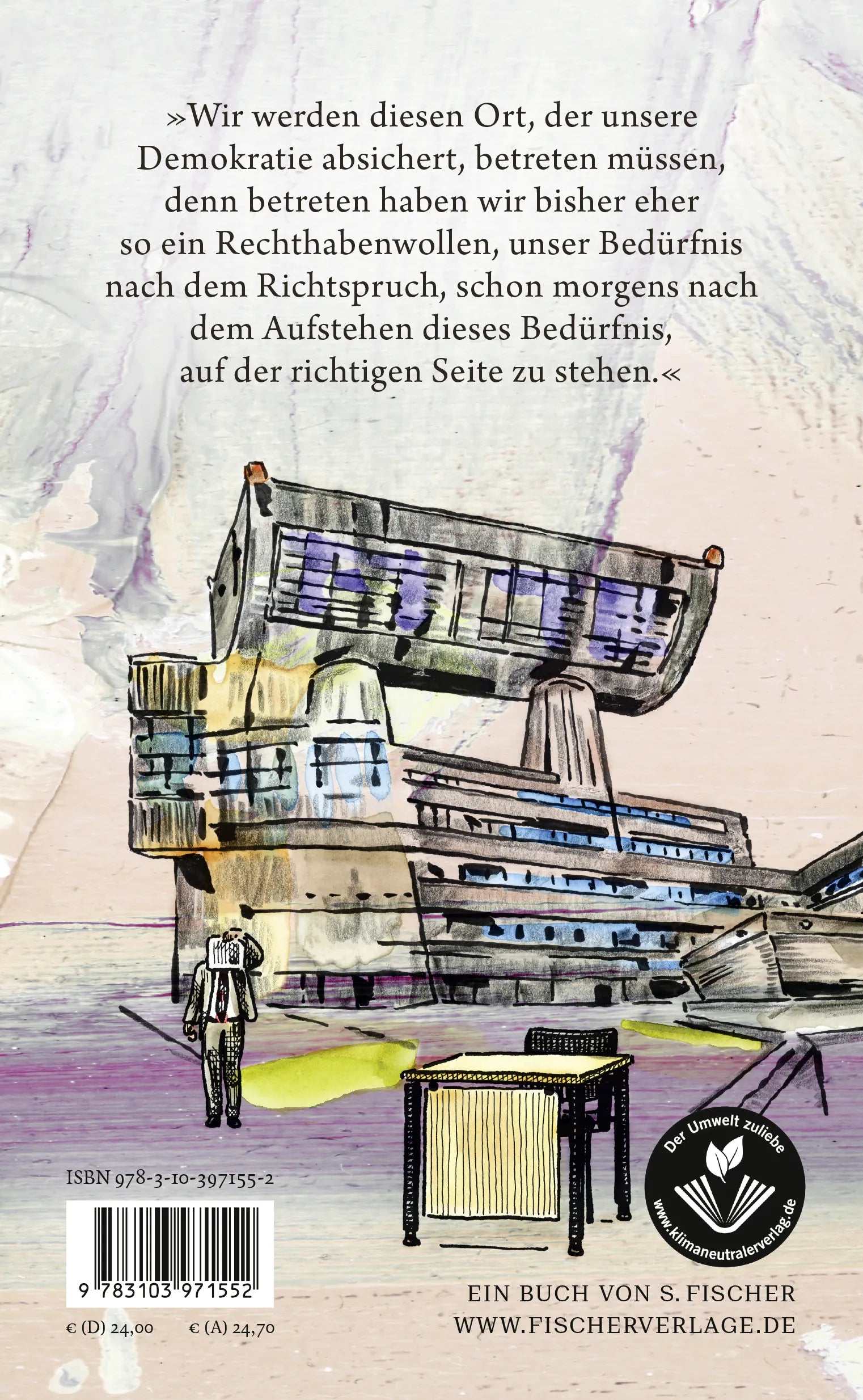 Buchrückseite von 'Laufendes Verfahren' mit Klappentext - Gebundene Ausgabe