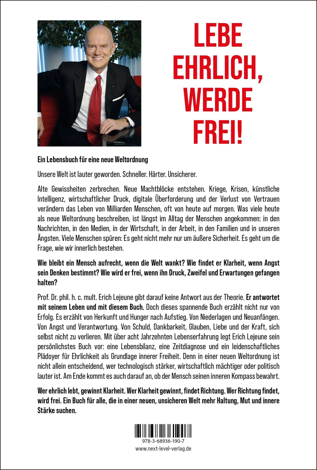 Rückseite: Lebe ehrlich, werde frei! (Hardcover)