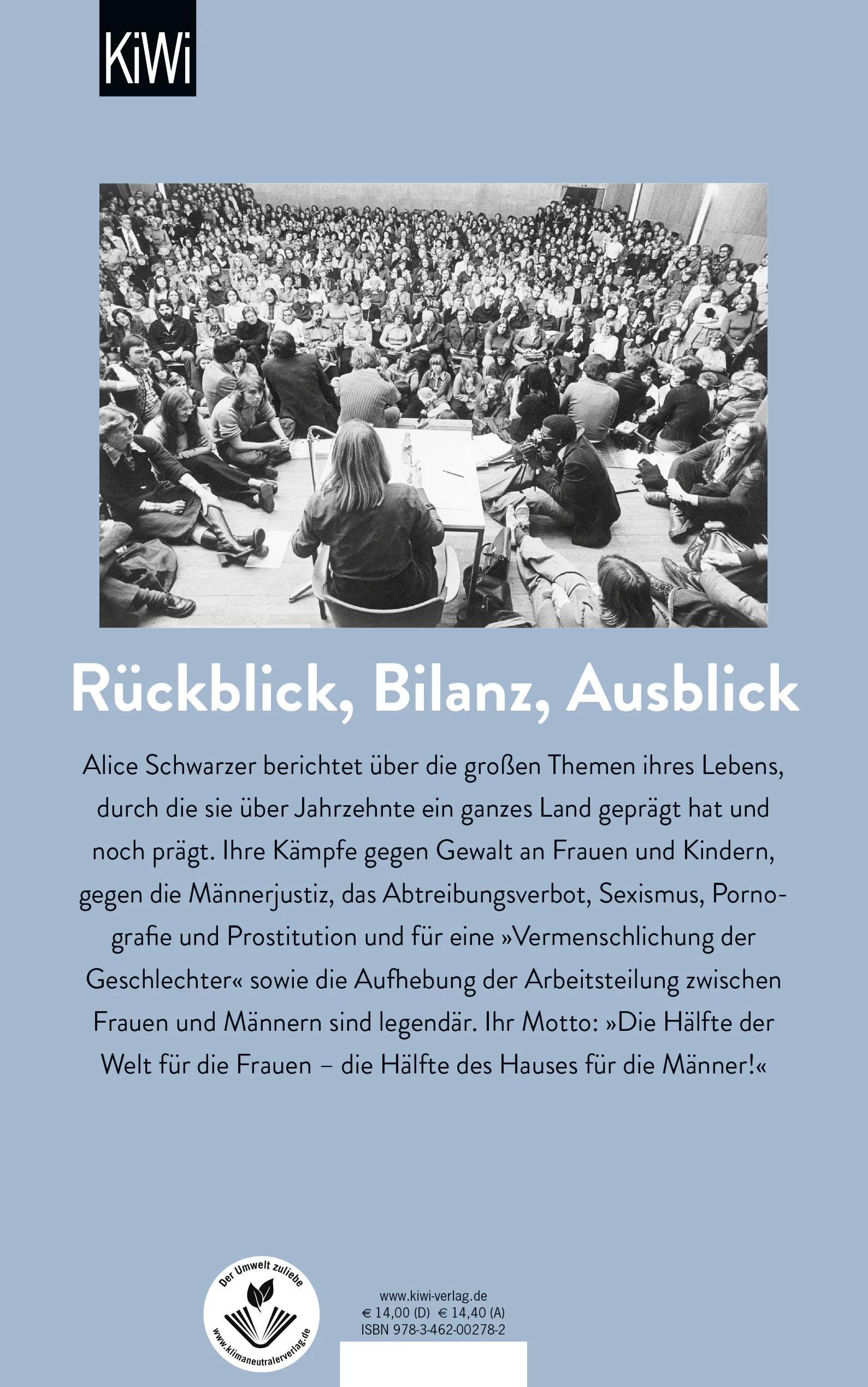 Buchrückseite von 'Lebenswerk' mit Klappentext - Taschenbuch