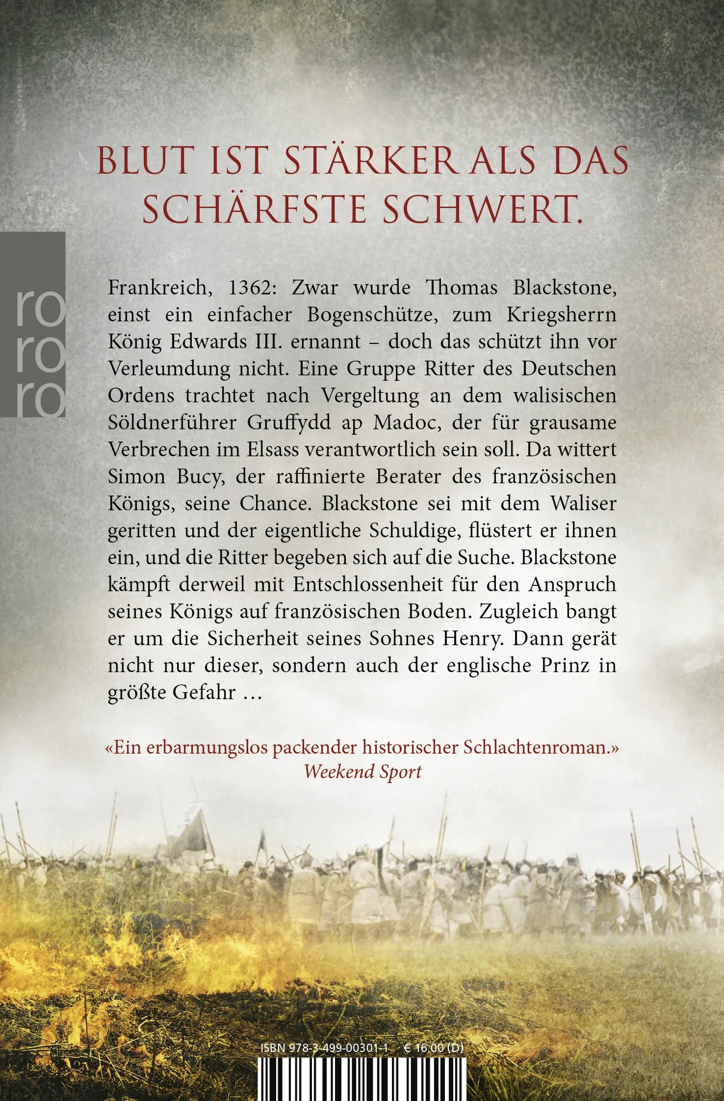 Buchrückseite von 'Legenden des Krieges: Der eiserne Schwur' mit Klappentext - Taschenbuch